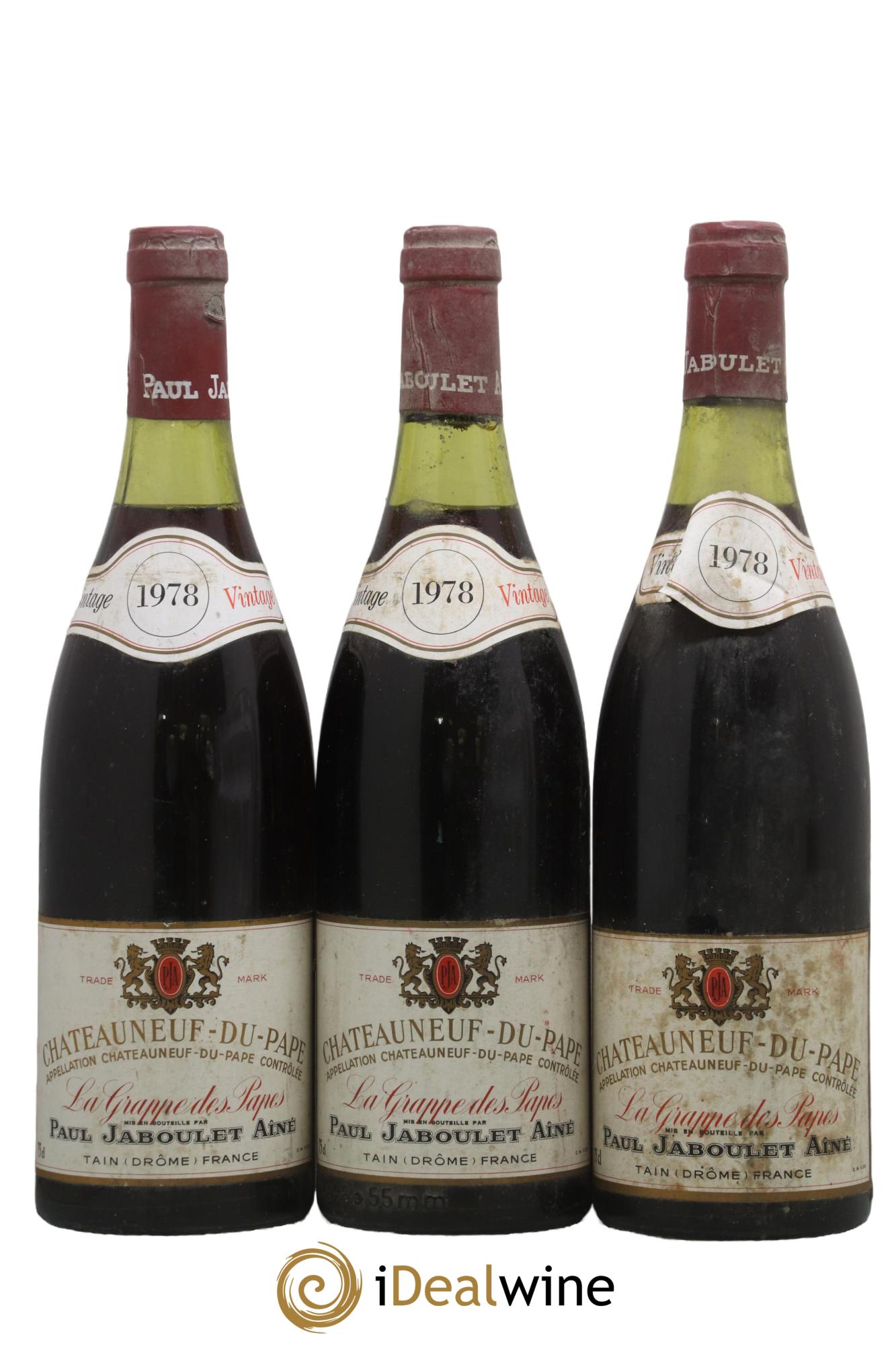 Châteauneuf-du-Pape La Grappe des Papes Jaboulet 1978 - Lot de 3 bouteilles - 0