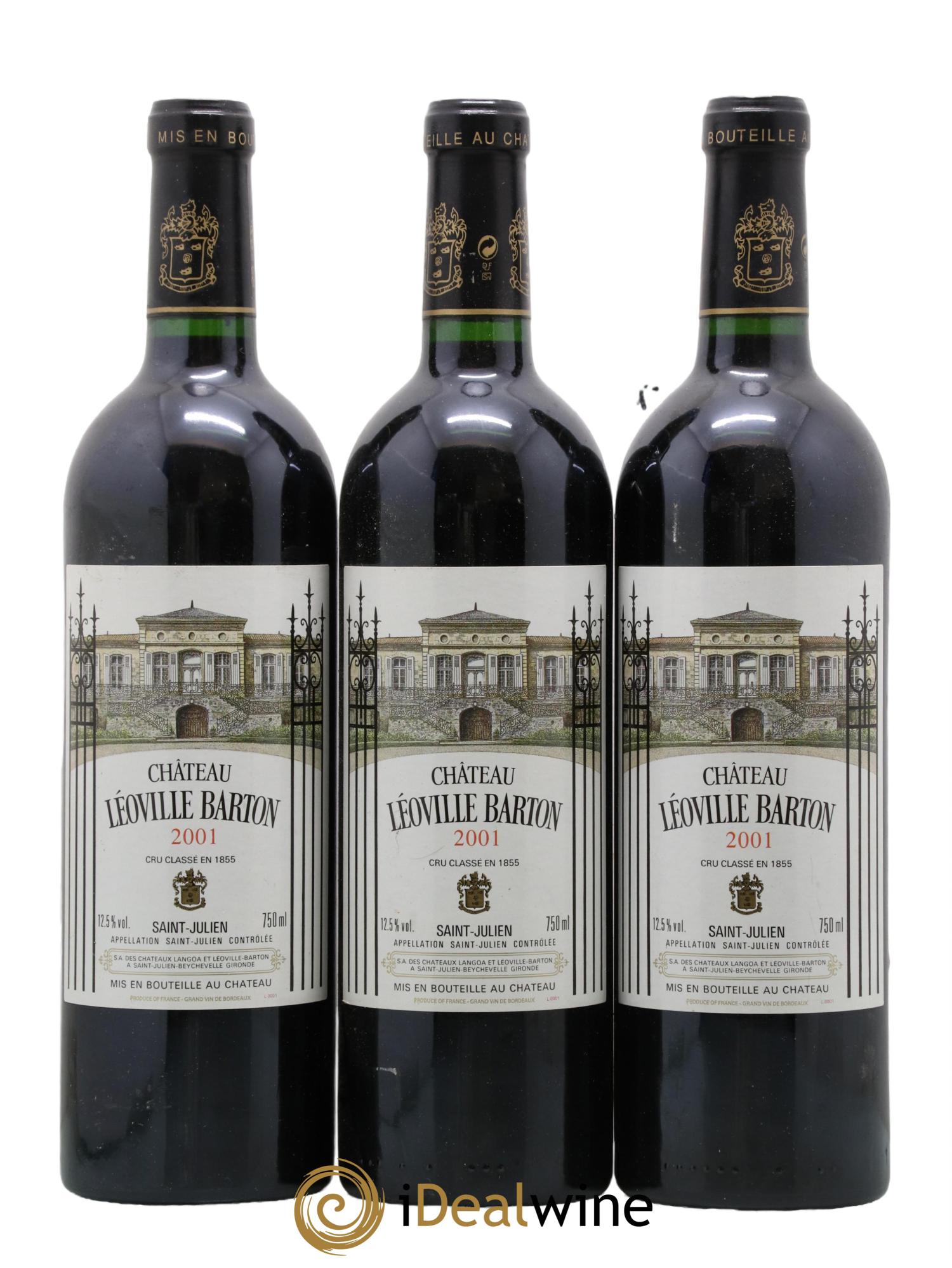 Château Léoville Barton 2ème Grand Cru Classé 2001 - Lot de 3 bouteilles - 0
