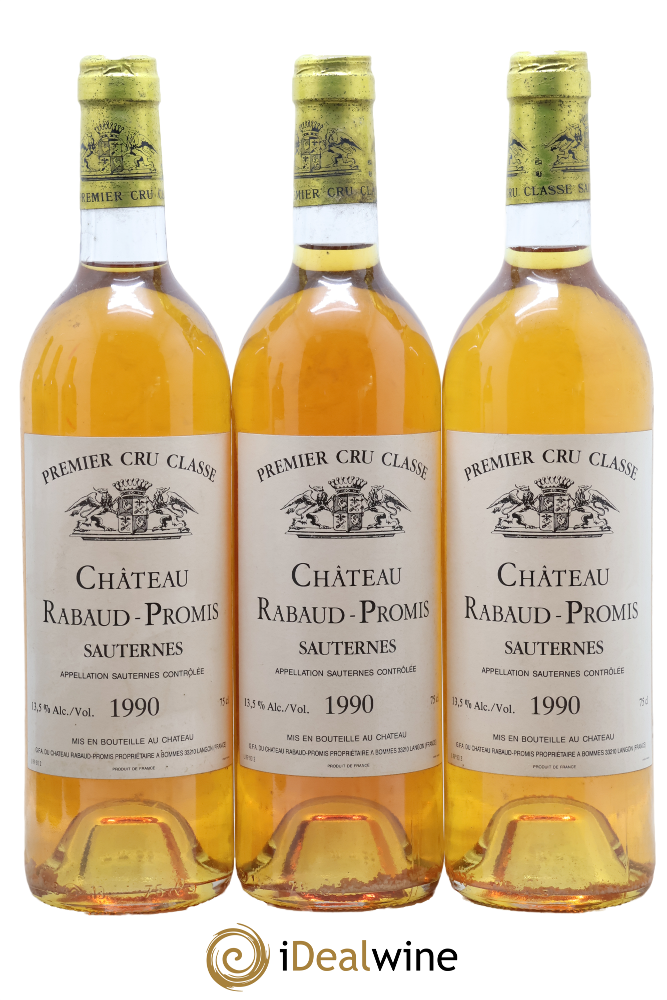 Château Rabaud Promis 1er Grand Cru Classé 1990 - Lot de 3 bouteilles - 0