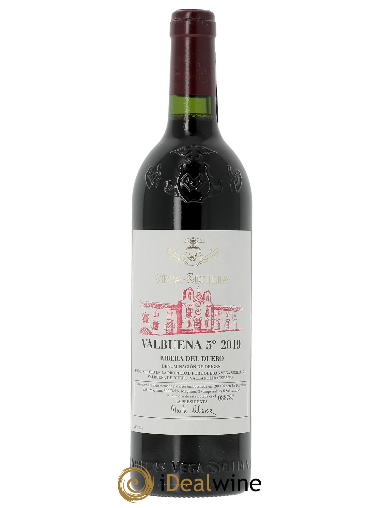 Ribera Del Duero DO Vega Sicilia Valbuena 5 ano Famille Alvarez (CBO à partir de 3 bts) 2019 - Lot de 1 bouteille - 0
