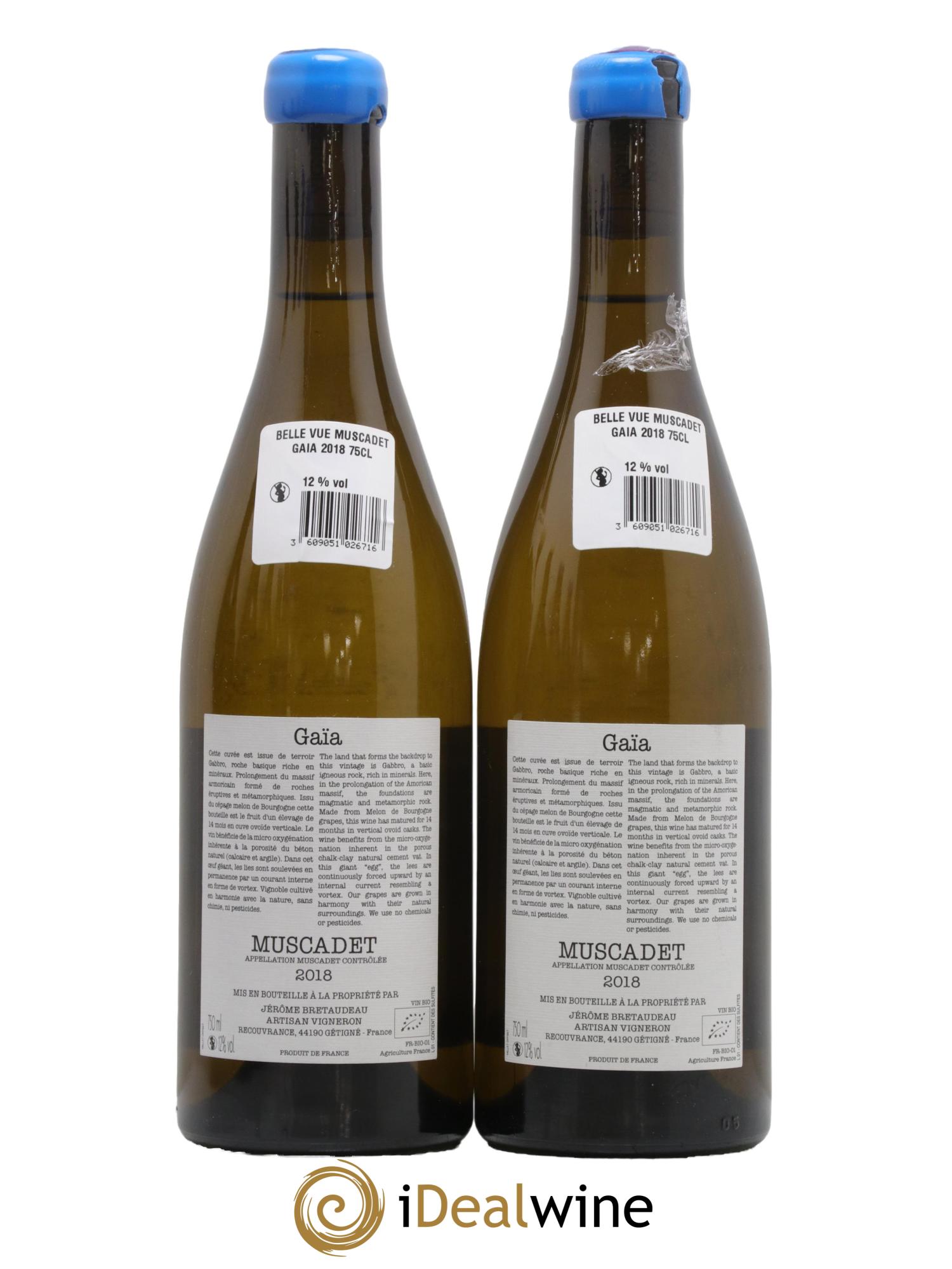 Muscadet-Sèvre-et-Maine Gaia Jérôme Bretaudeau - Domaine de Bellevue 2018 - Lot de 2 bouteilles - 1