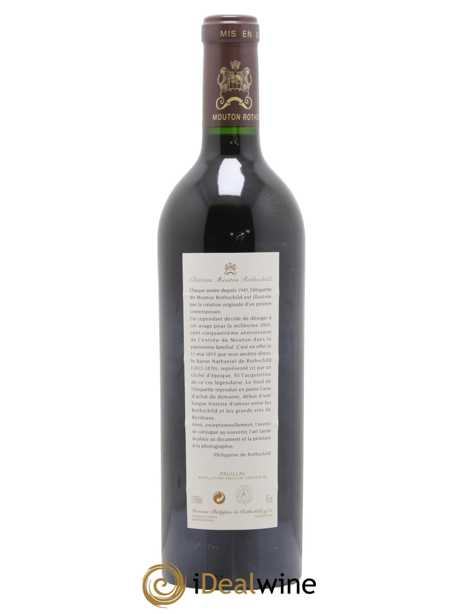 Château Mouton Rothschild 1er Grand Cru Classé 2003 - Lot de 1 bouteille - 1