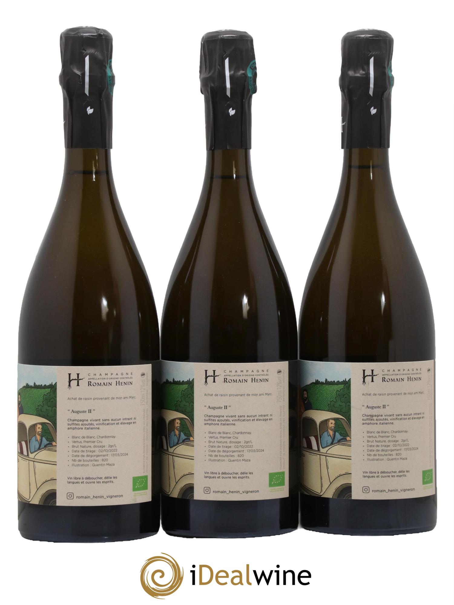 Champagne Auguste II Maison Romain Henin - Lot de 3 bouteilles - 1