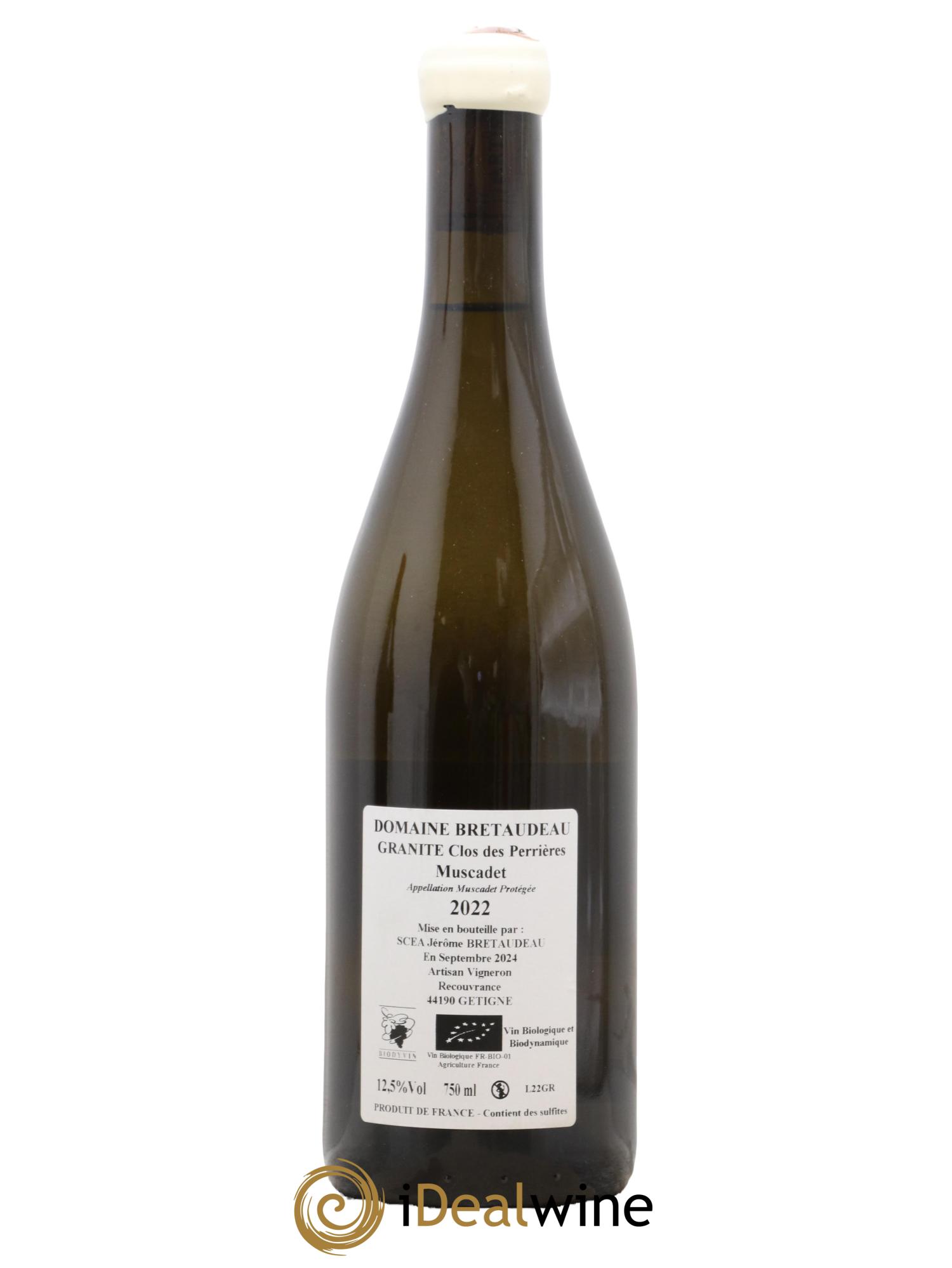 Muscadet-Sèvre-et-Maine Granite Clos des Perrières Jérôme Bretaudeau - Domaine de Bellevue  2022 - Lot of 1 bottle - 1