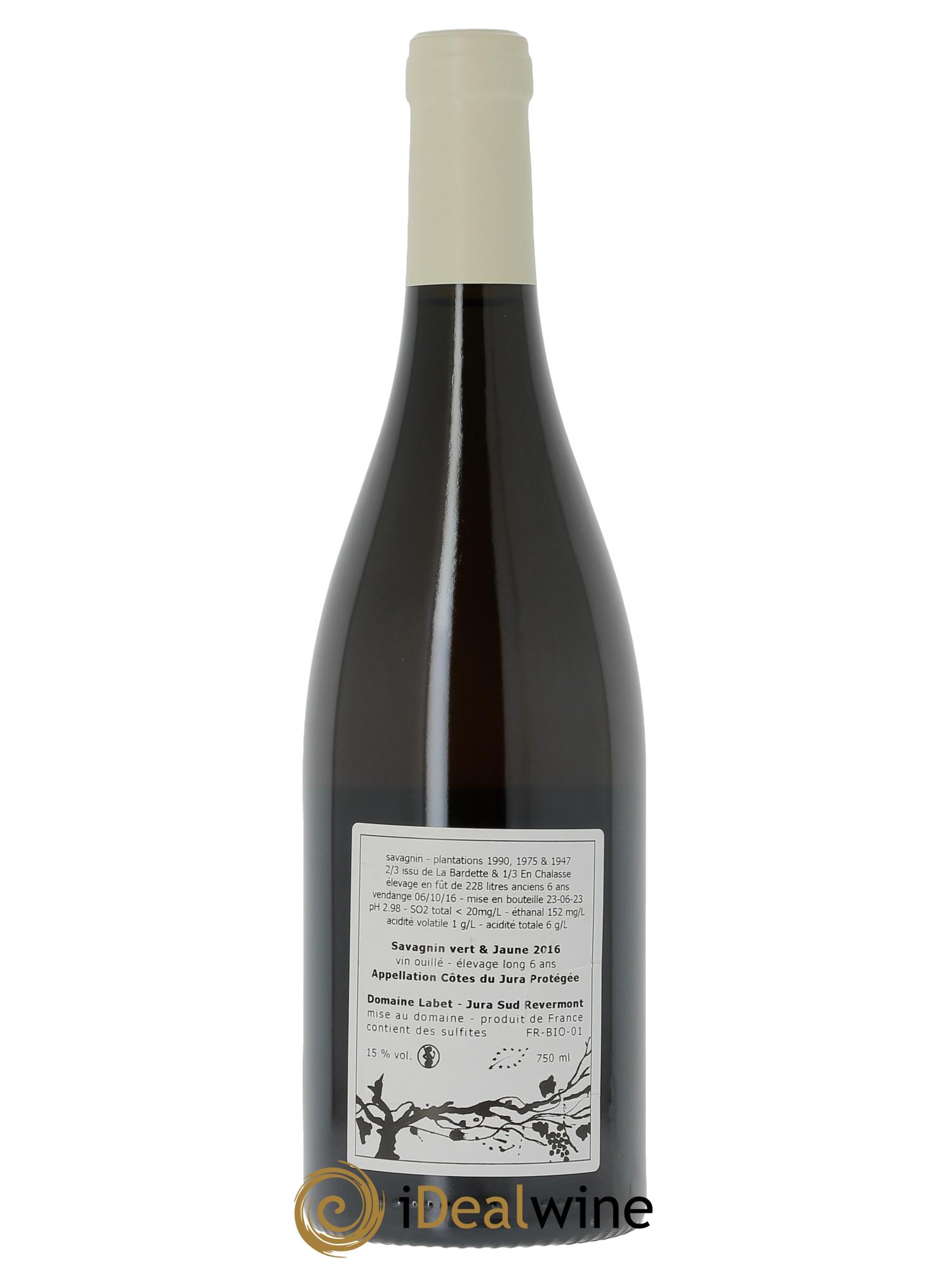 Côtes du Jura Savagnin Ouillé Elevage Long Labet (Domaine)  2016 - Lot of 1 bottle - 1