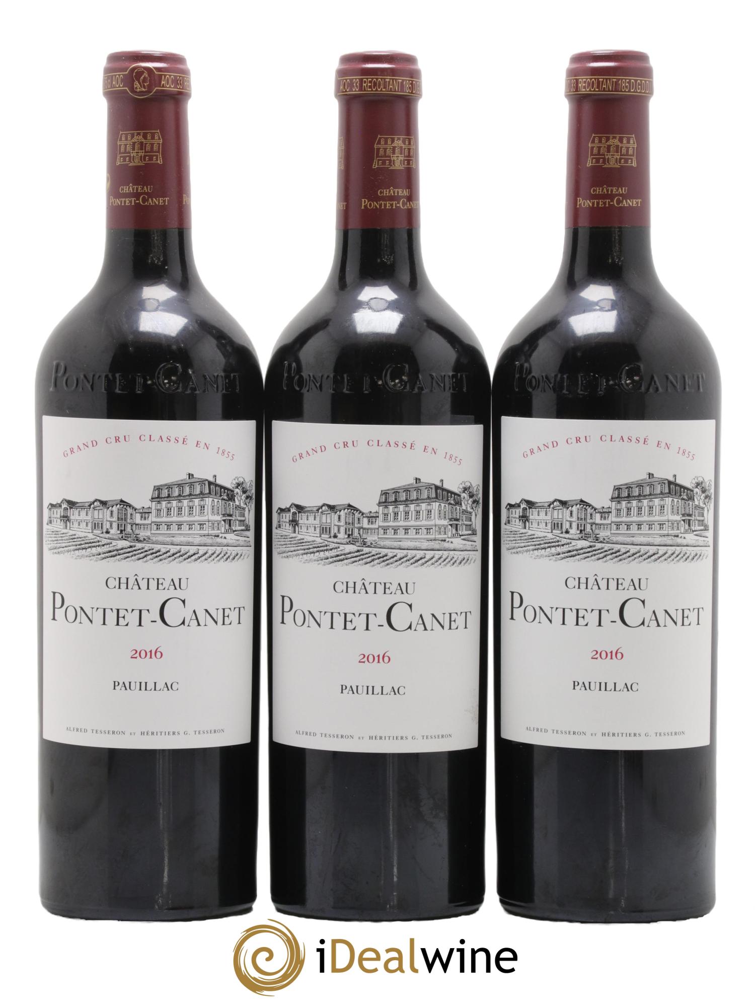 Château Pontet Canet 5ème Grand Cru Classé 2016 - Lot de 3 bouteilles - 0