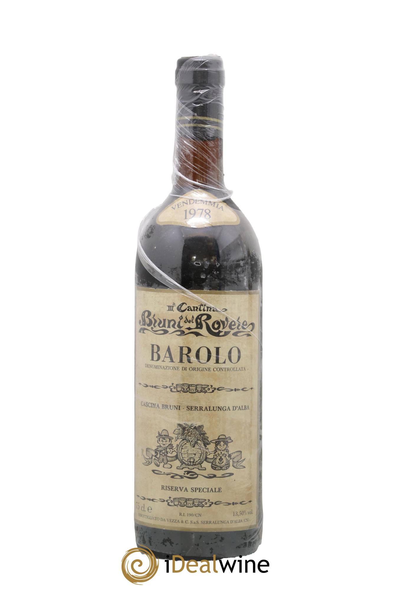 Barolo Riserva Speciale Cantina Bruni Del Rovere 1978 - Lot de 1 bouteille - 0