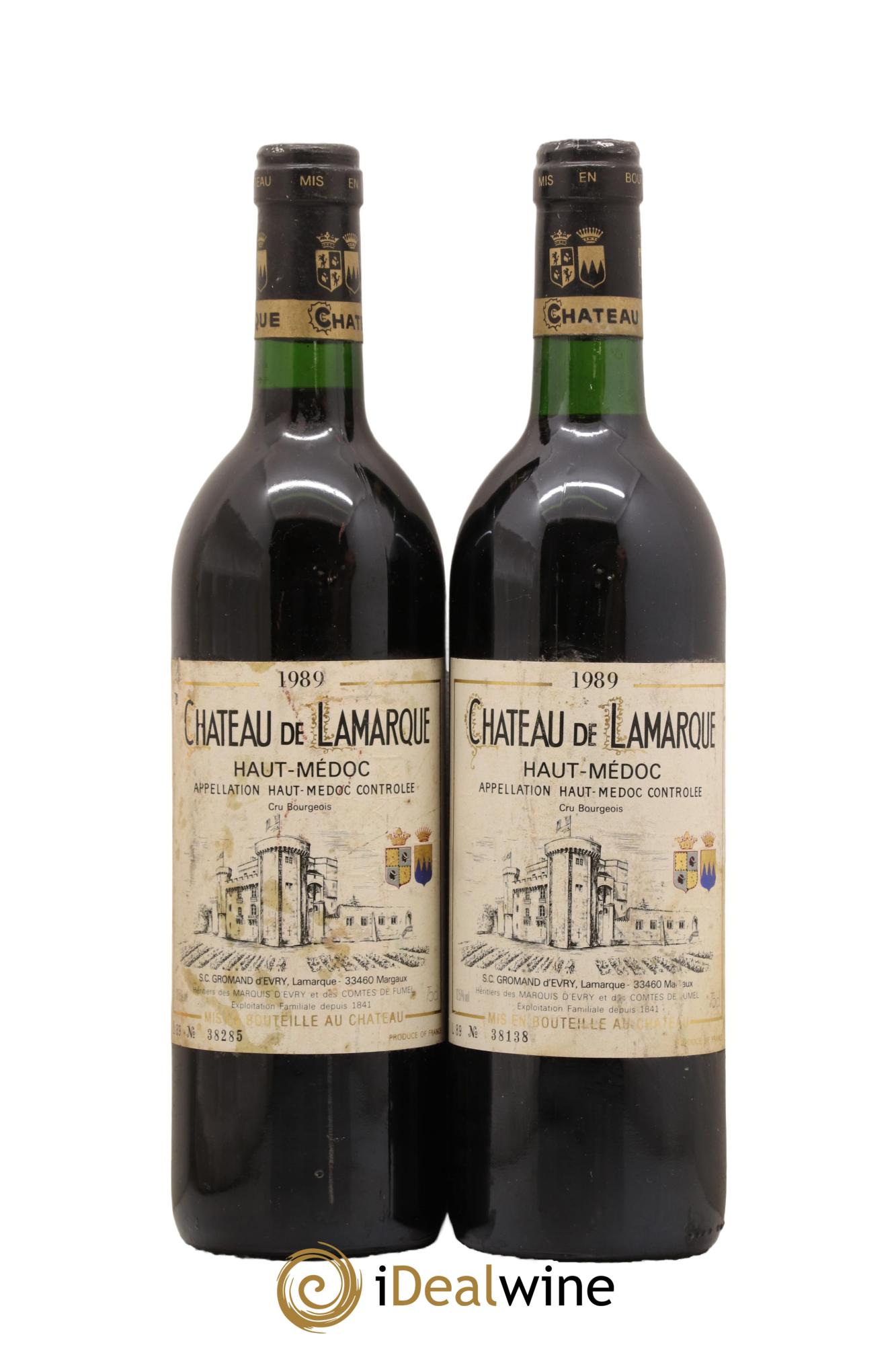 Château de Lamarque Cru Bourgeois 1989 - Lot de 2 bouteilles - 0