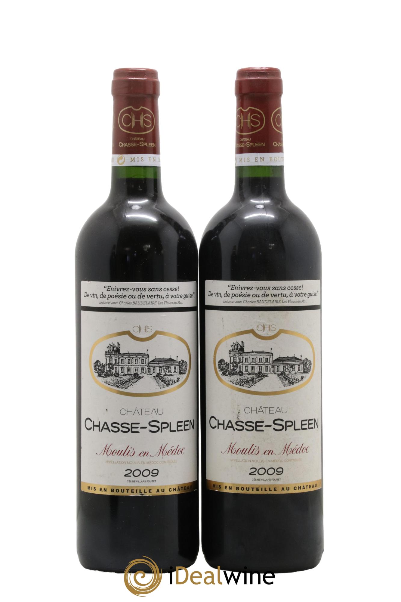 Château Chasse Spleen 2009 - Lot of 2 bottles - 0