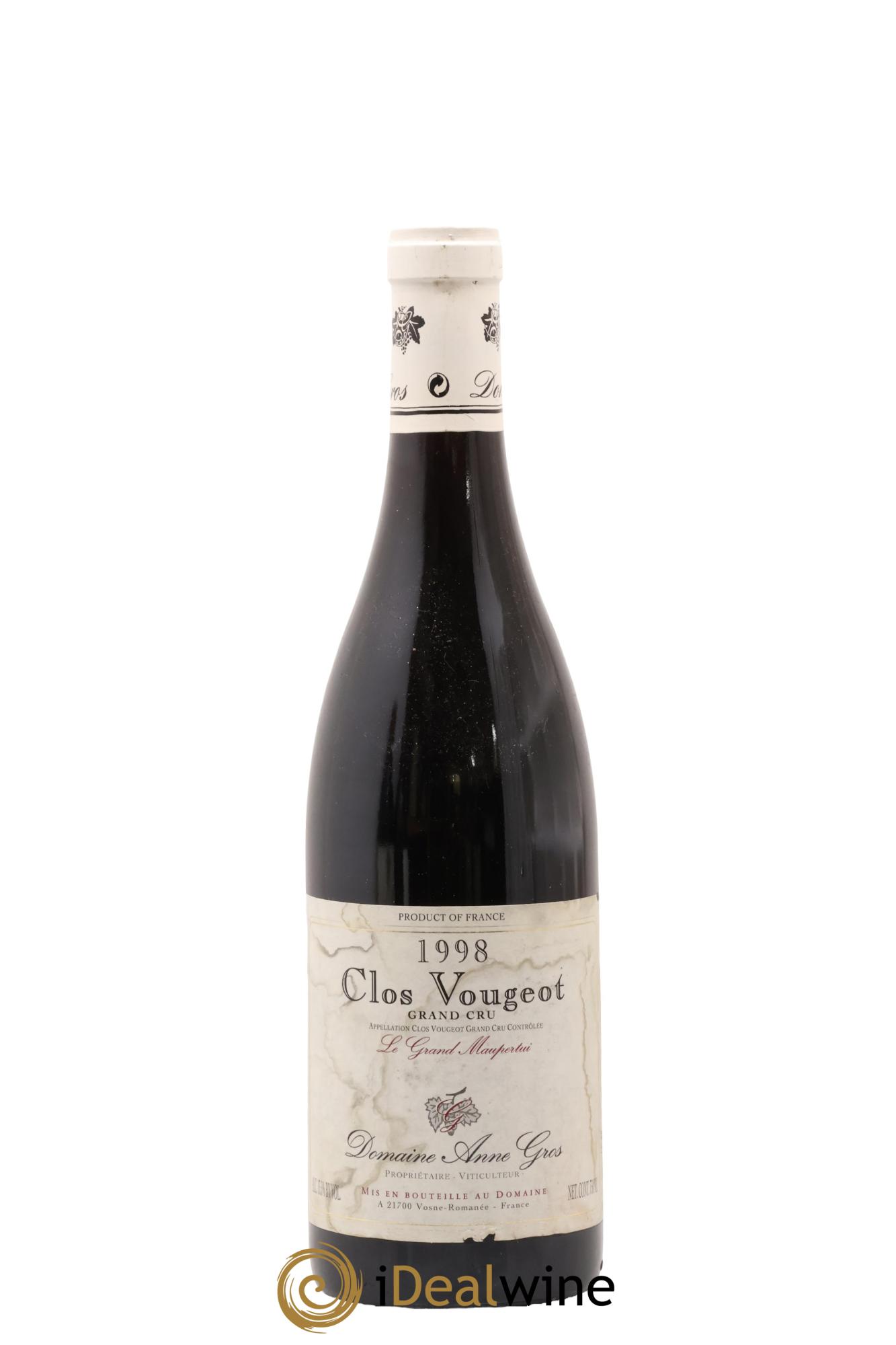 Clos de Vougeot Grand Cru Le Grand Maupertui Anne Gros 1998 - Lot de 1 bouteille - 0