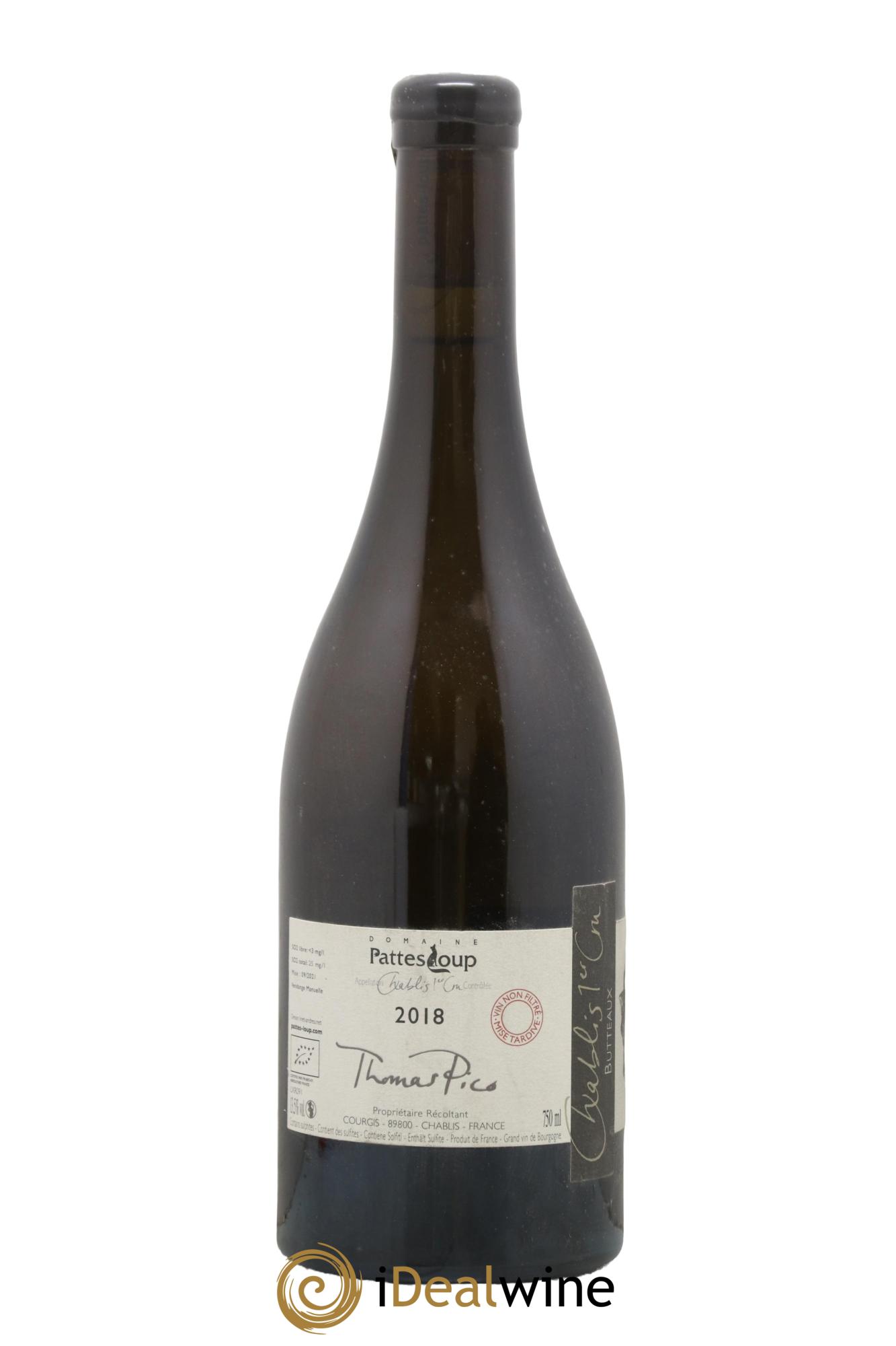 Chablis 1er Cru Butteaux Pattes Loup (Domaine) 2018 - Lot de 1 bouteille - 1