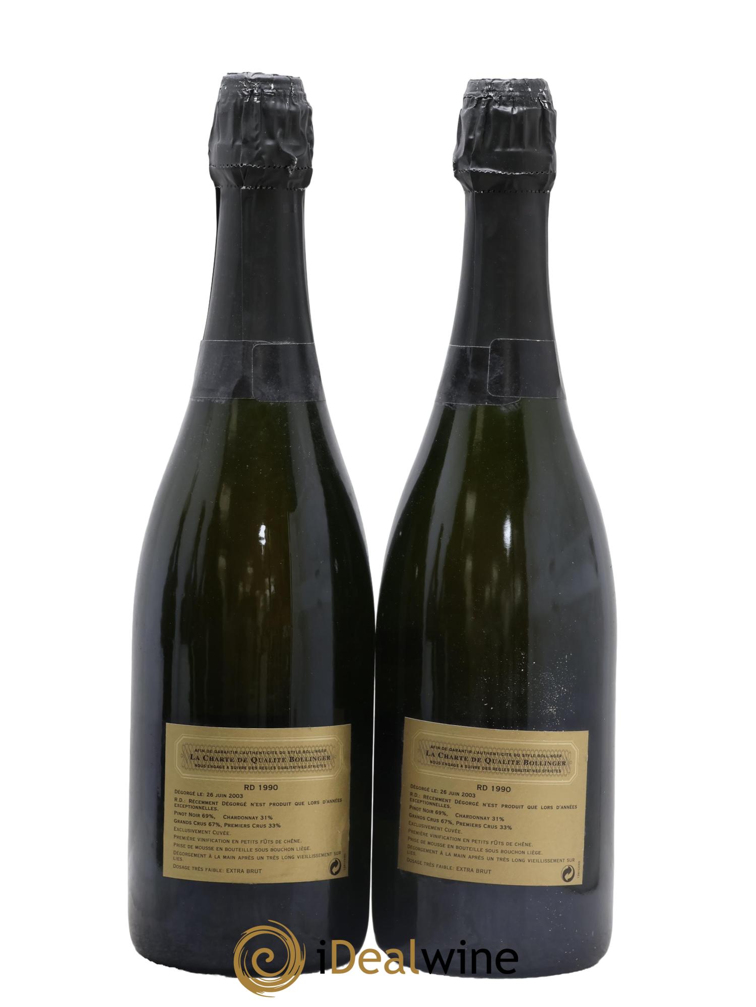 R.D. Extra-Brut Bollinger 1990 - Lot de 2 bouteilles - 1