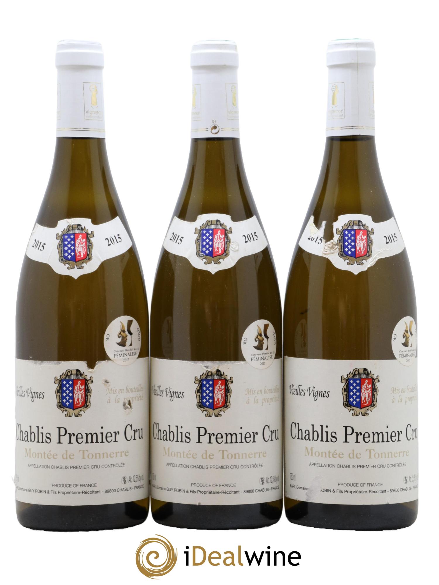 Chablis 1er Cru Montée De Tonnerre Vieilles Vignes Guy Robin 2015 - Lot de 3 bouteilles - 0