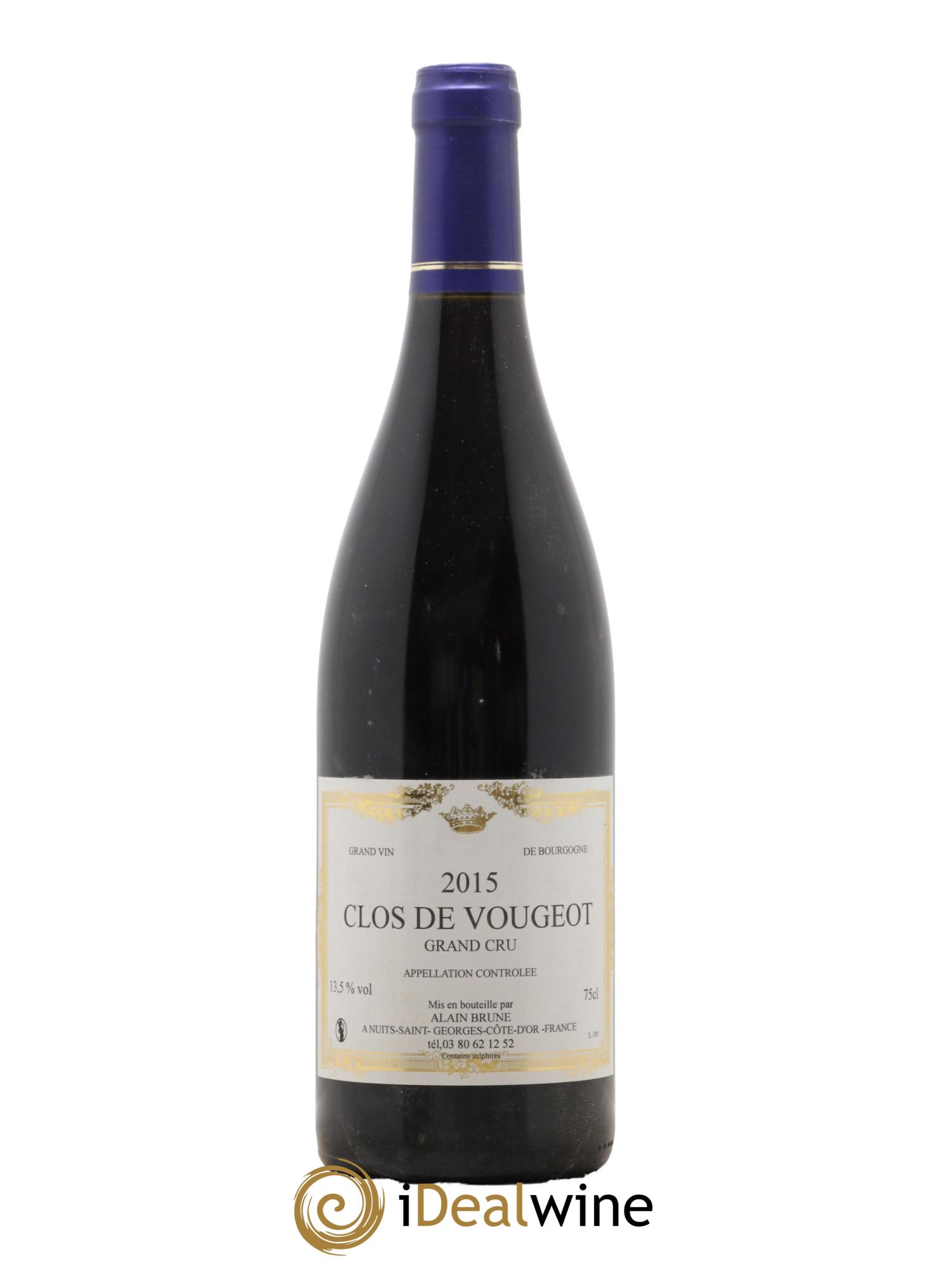 Clos de Vougeot Grand Cru Domaine Alain Brune 2015 - Lot de 1 bouteille - 0