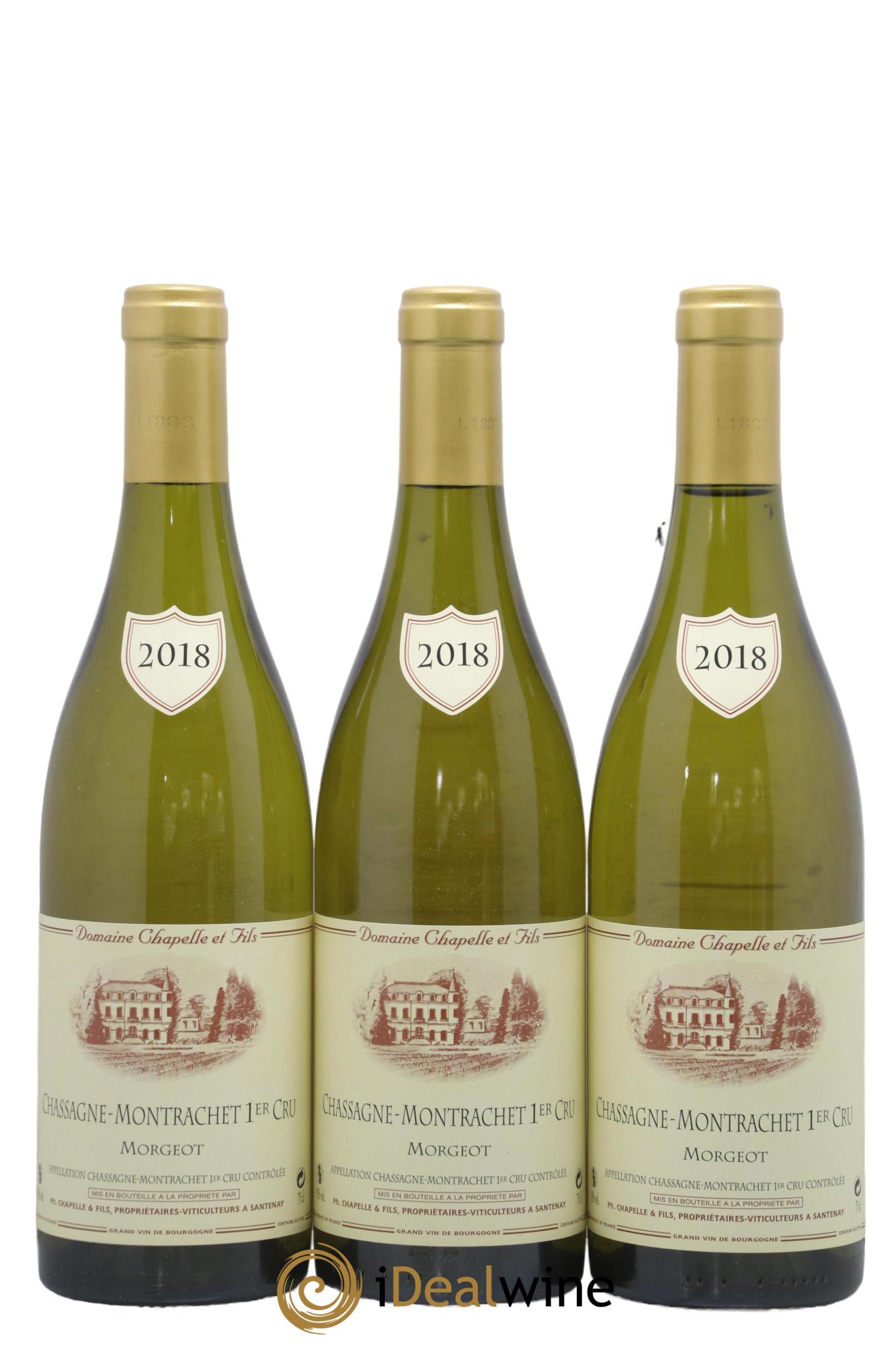 Chassagne-Montrachet 1er Cru Morgeot Domaine Chapelle 2018 - Posten von 3 Flaschen - 0