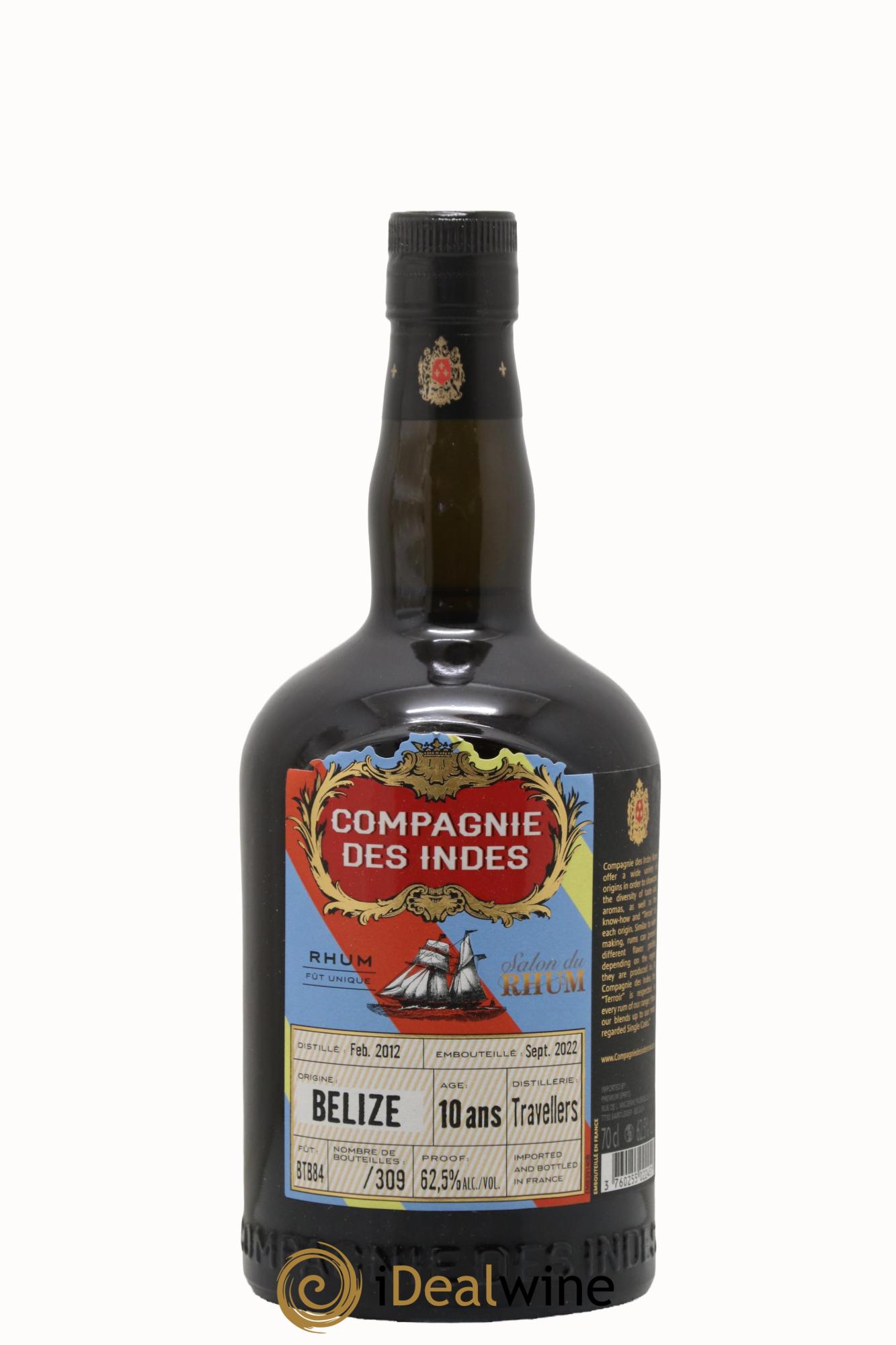 Rhum Travellers 10ans Bélize Compagnie Des Indes - Lot de 1 bouteille - 1