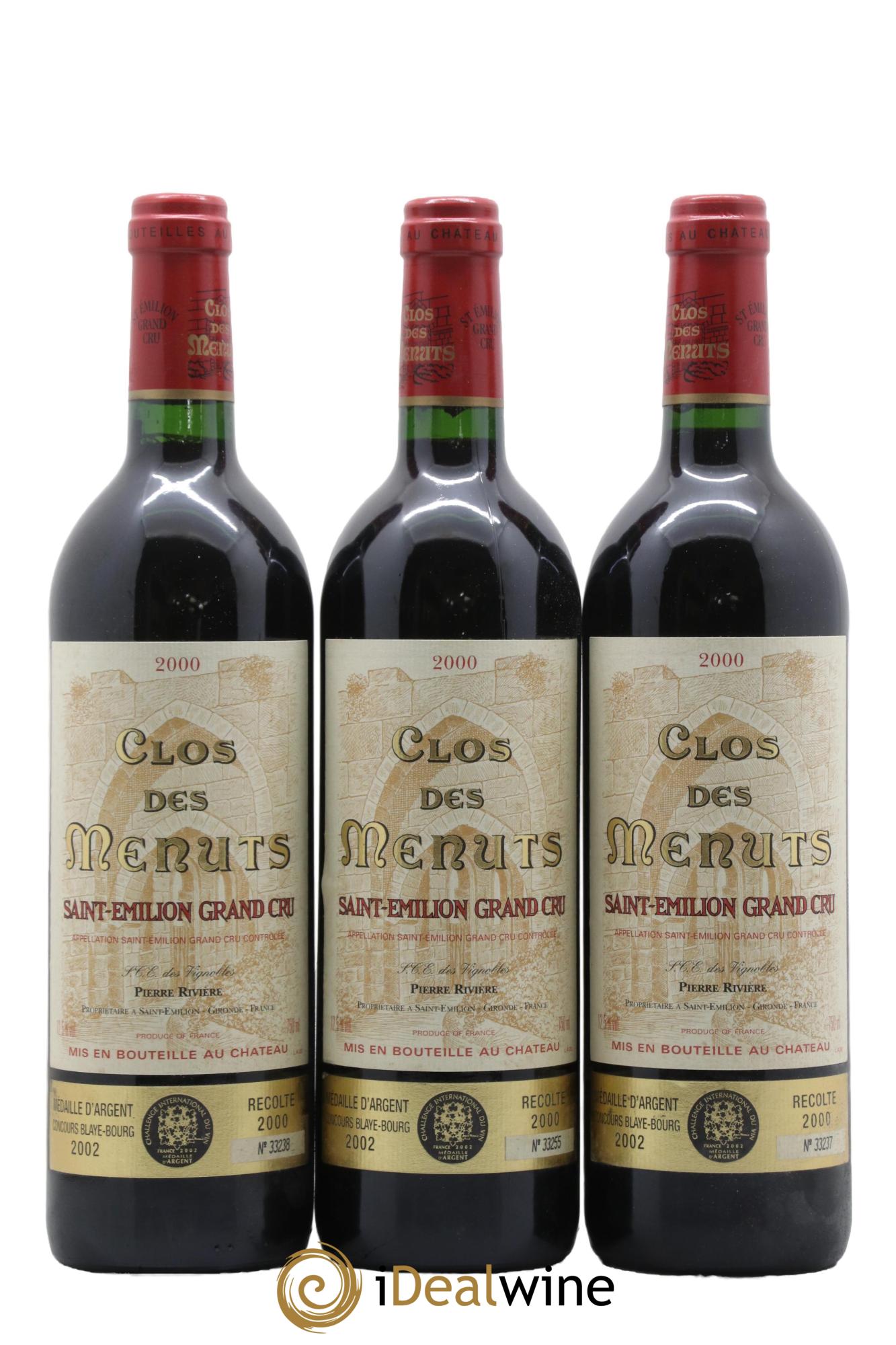 Saint-Émilion Grand Cru Clos des Menuts 2000 - Lotto di 12 bottiglie - 2