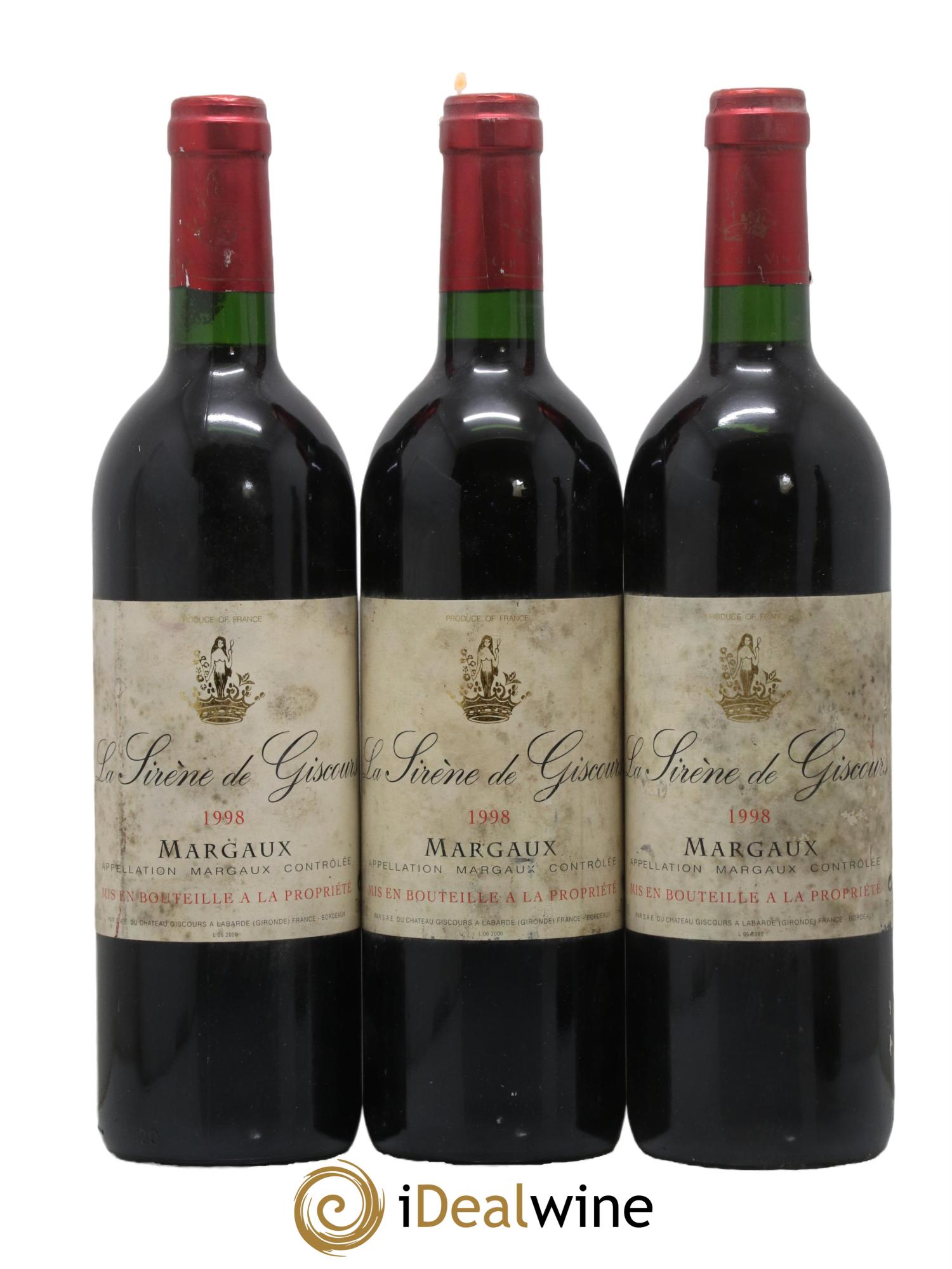 La Sirène de Giscours 1998 - Lot de 3 bouteilles - 0