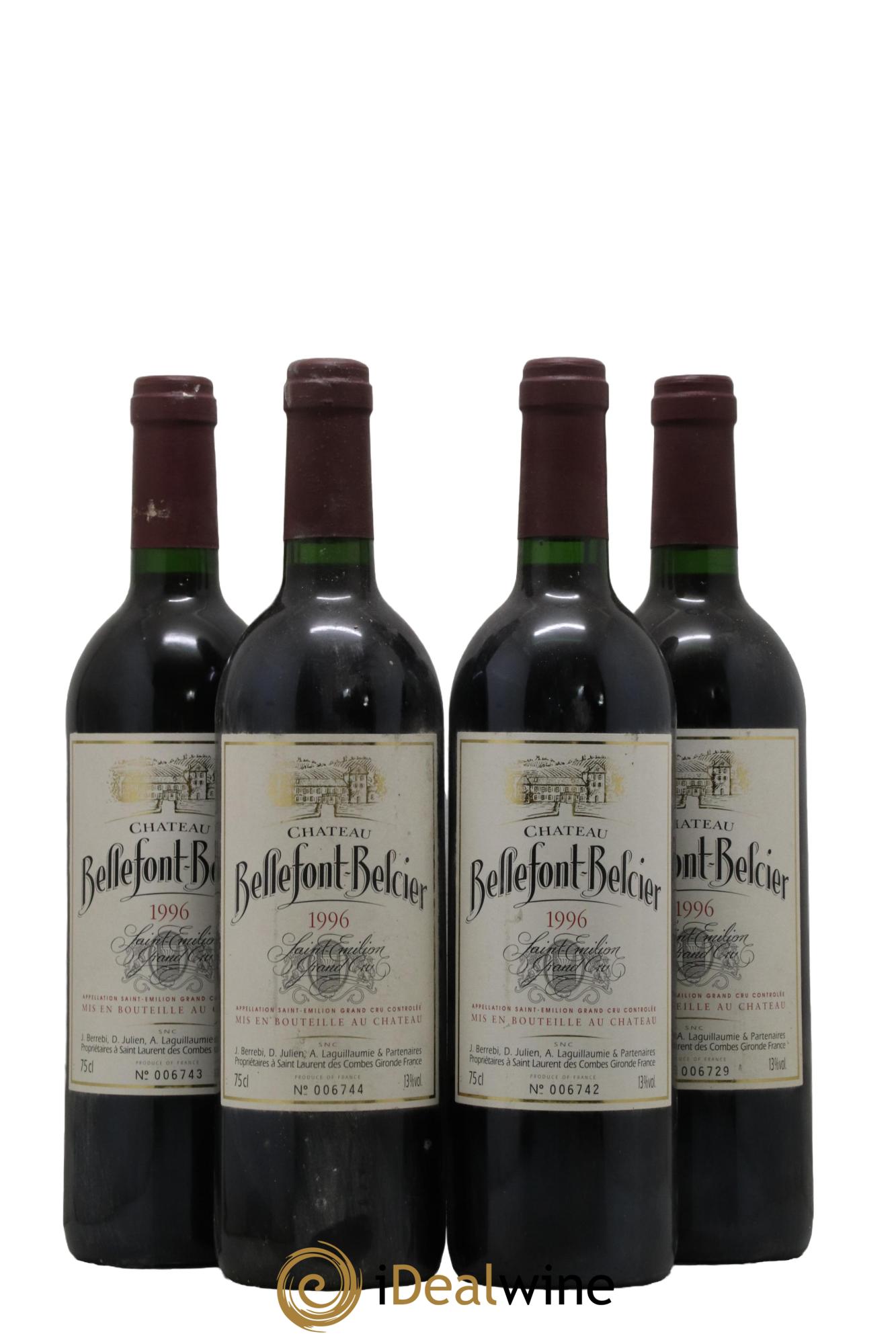 Château Bellefont-Belcier Grand Cru Classé 1996 - Lot of 4 bottles - 0