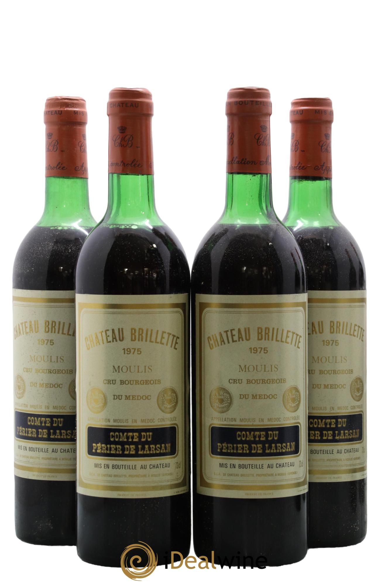 Château Brillette Cru Bourgeois 1975 - Lot de 4 bouteilles - 0