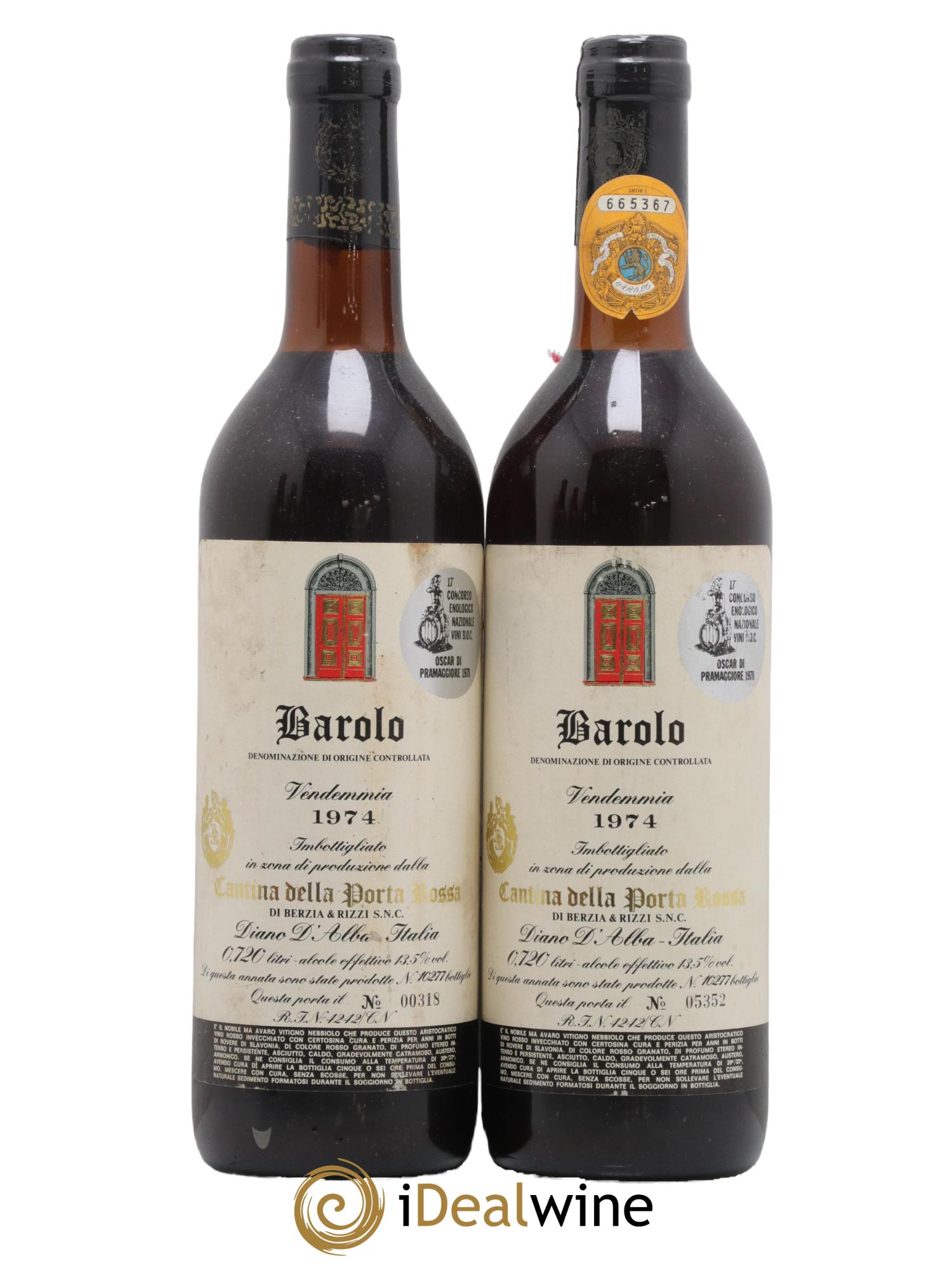 Barolo Cantina della Porta Rossa 1974 - Lot de 2 bouteilles - 0