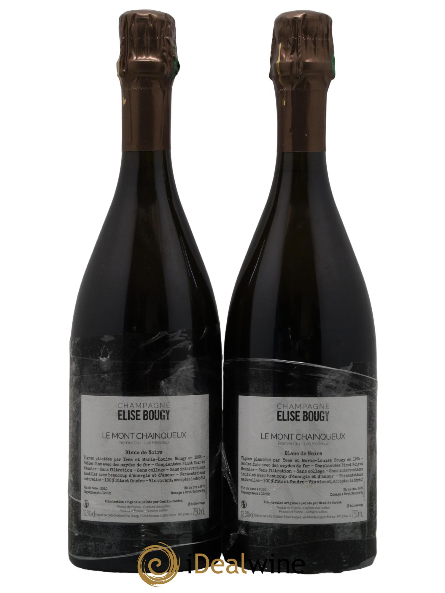 Champagne Brut Nature Blanc de Noirs 1er Cru Le Mont Chainqueux Les Mesneux Elise Bougy - Lot de 2 bouteilles - 1