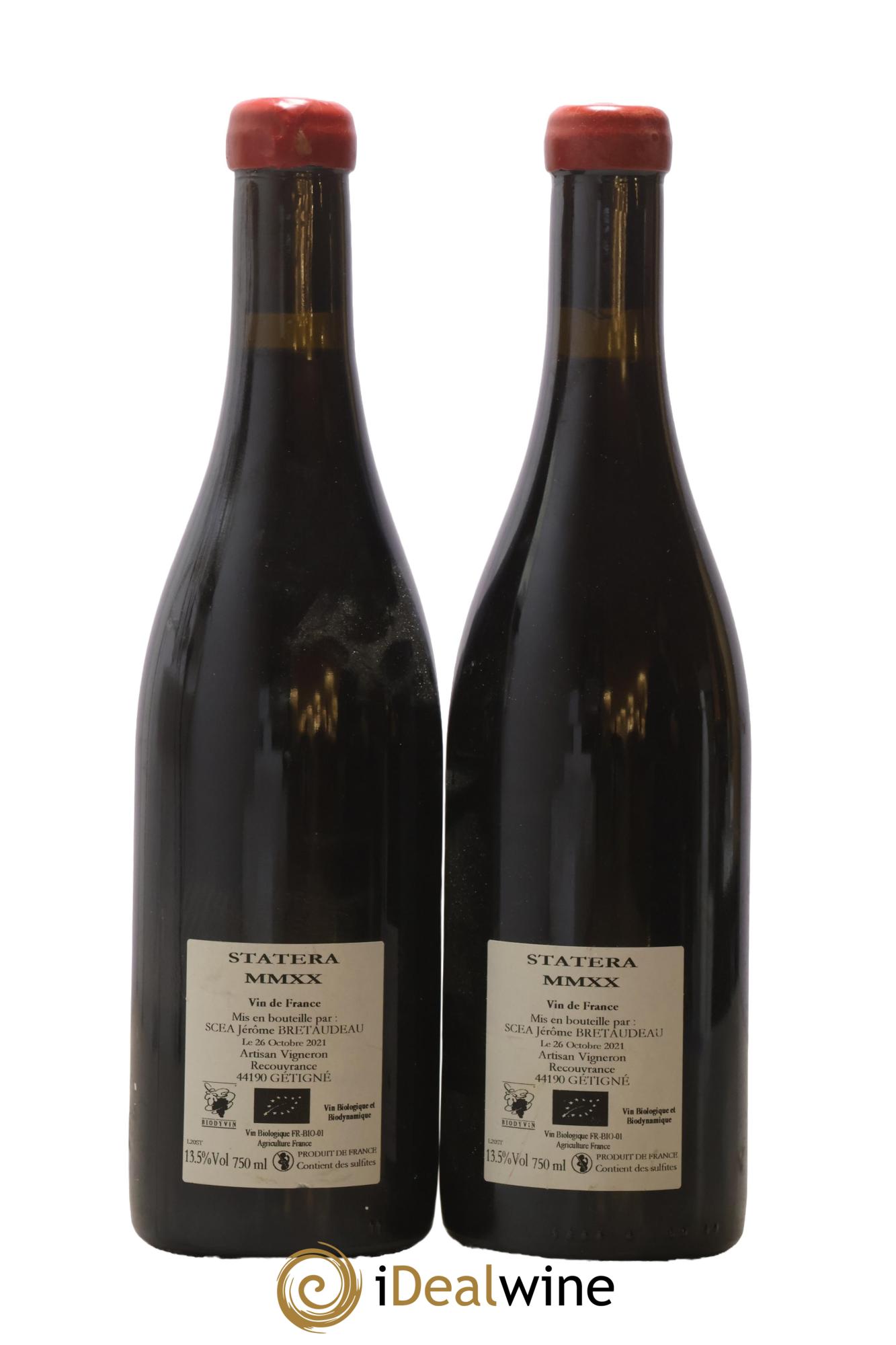 Vin de France Statera Jérôme Bretaudeau - Domaine de Bellevue 2020 - Lot de 2 bouteilles - 1
