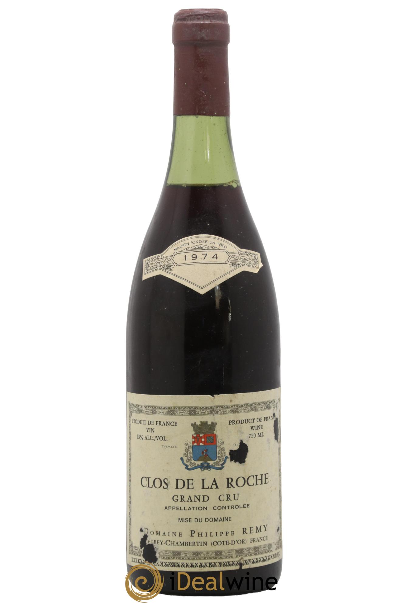 Clos de la Roche Grand Cru Philippe Rémy 1974 - Lot de 1 bouteille - 0