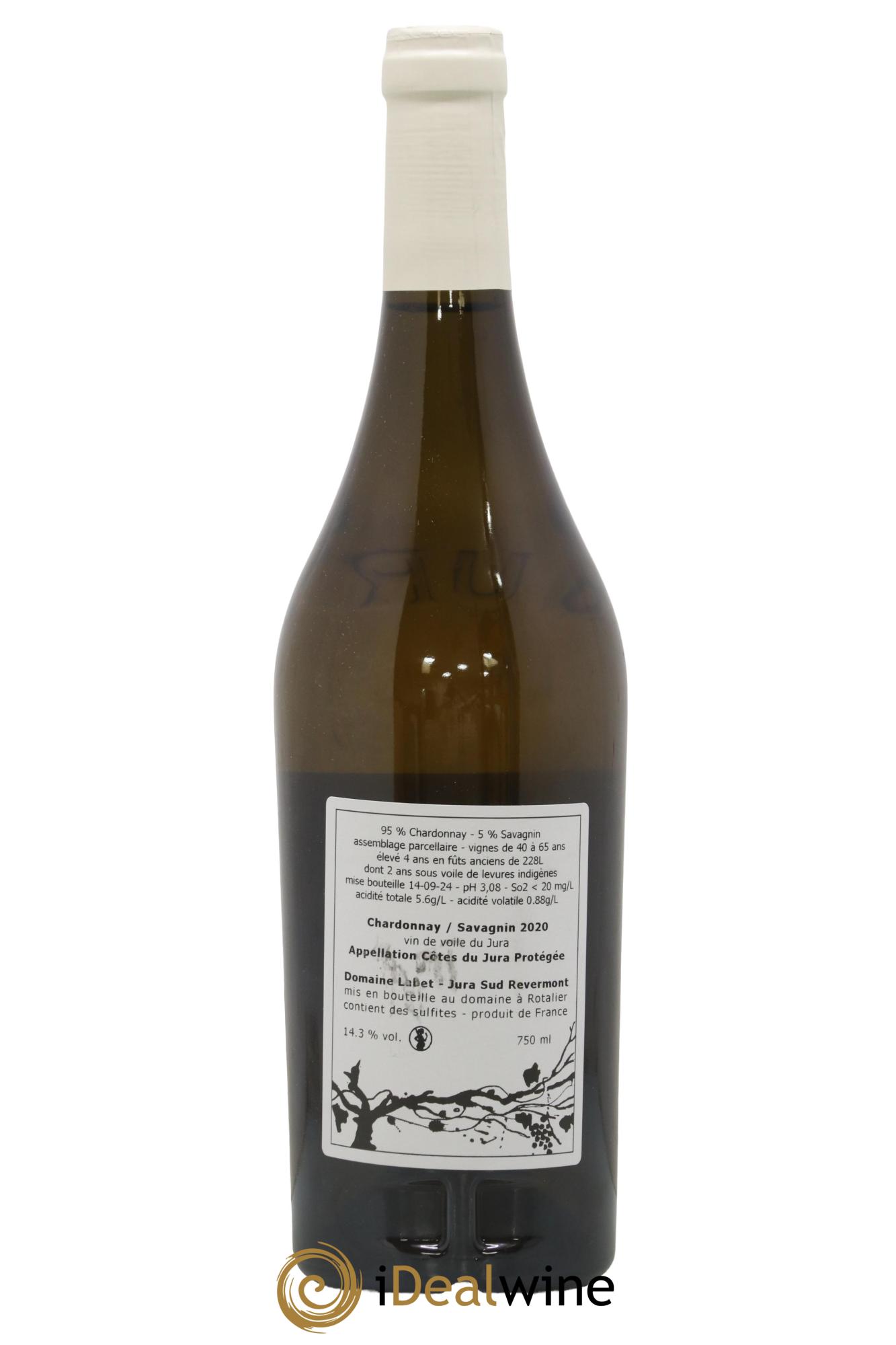 Côtes du Jura Vin de voile Chardonnay du Hasard Romain - Julien - Charline Labet 2020 - Lot de 1 bouteille - 1