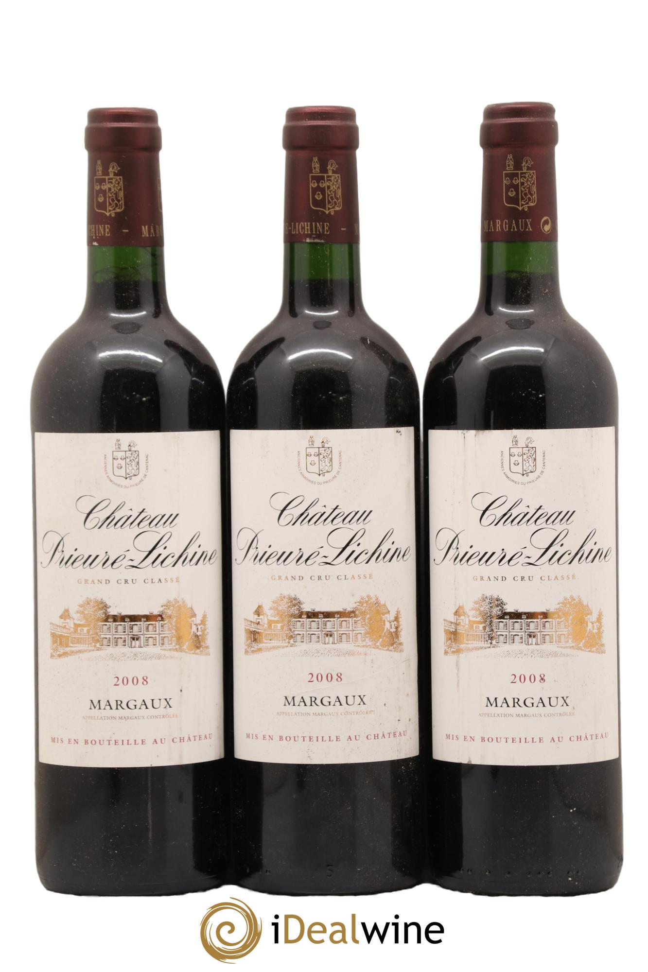 Château Prieuré Lichine 4ème Grand Cru Classé 2008 - Lot de 3 bouteilles - 0