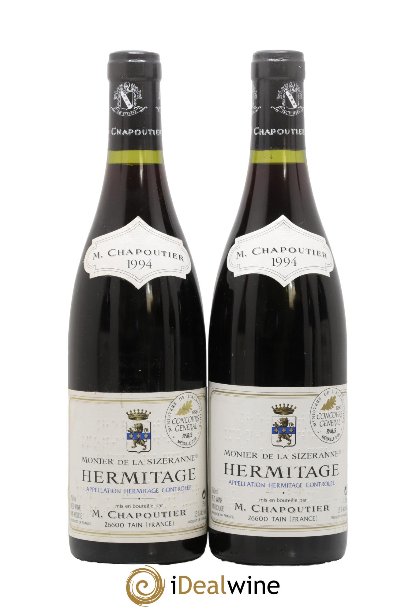 Hermitage Monier de La Sizeranne Chapoutier 1994 - Posten von 2 Flaschen - 0