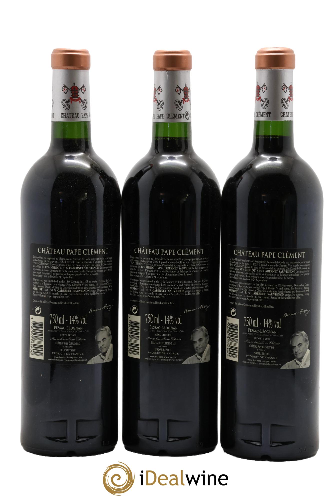 Château Pape Clément Cru Classé de Graves 2009 - Lot de 3 bouteilles - 1