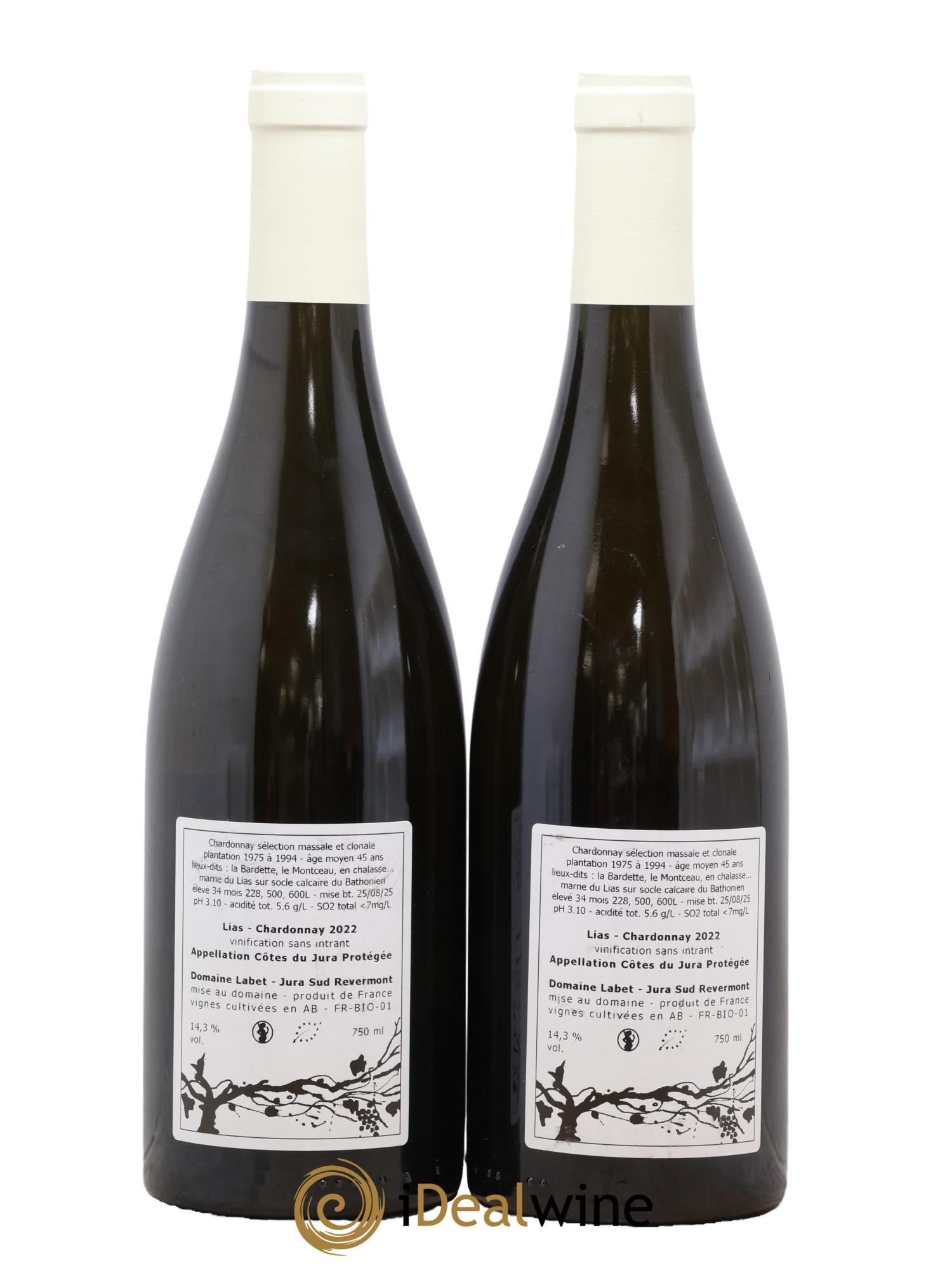 Côtes du Jura Chardonnay Lias Romain - Julien  - Charline Labet 2022 - Lot de 2 bouteilles - 1