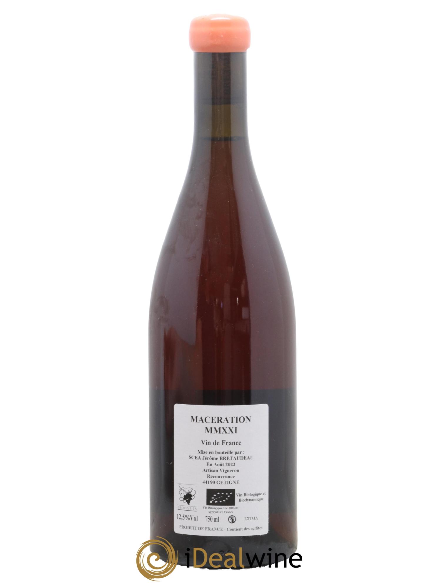 Vin de France Macération Jérôme Bretaudeau - Domaine de Bellevue 2021 - Lot de 1 bouteille - 1
