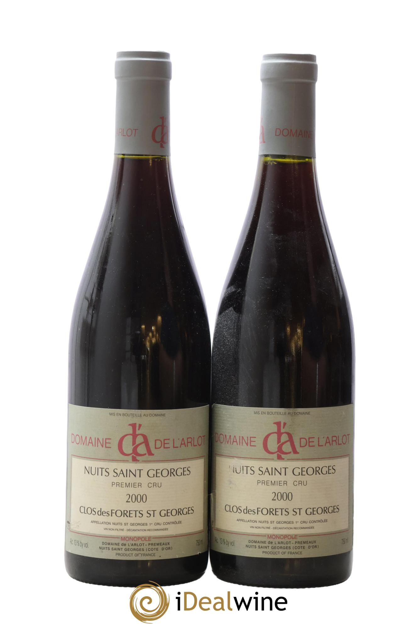 Nuits-Saint-Georges 1er Cru Clos des Forêts Saint-Georges Domaine de l'Arlot 2000 - Posten von 2 Flaschen - 0