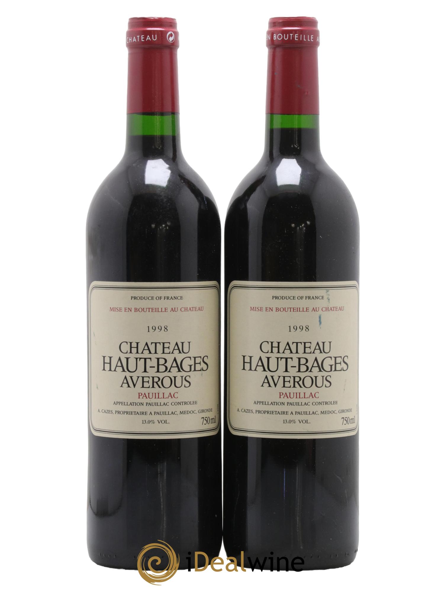 Château Haut Bages Averous Cru Bourgeois 1998 - Lot of 2 bottles - 0