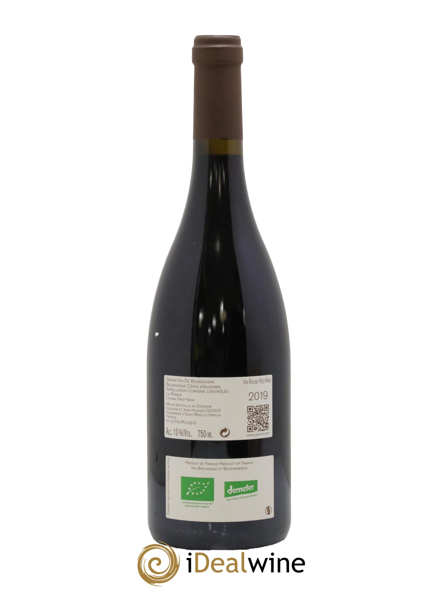 Bourgogne Côtes d'Auxerre La Ronce Goisot 2019 - Lot de 1 bouteille - 1