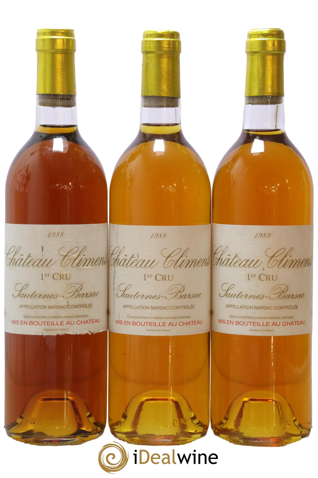 Château Climens 1er Grand Cru Classé 1988 - Lot of 3 bottles - 0