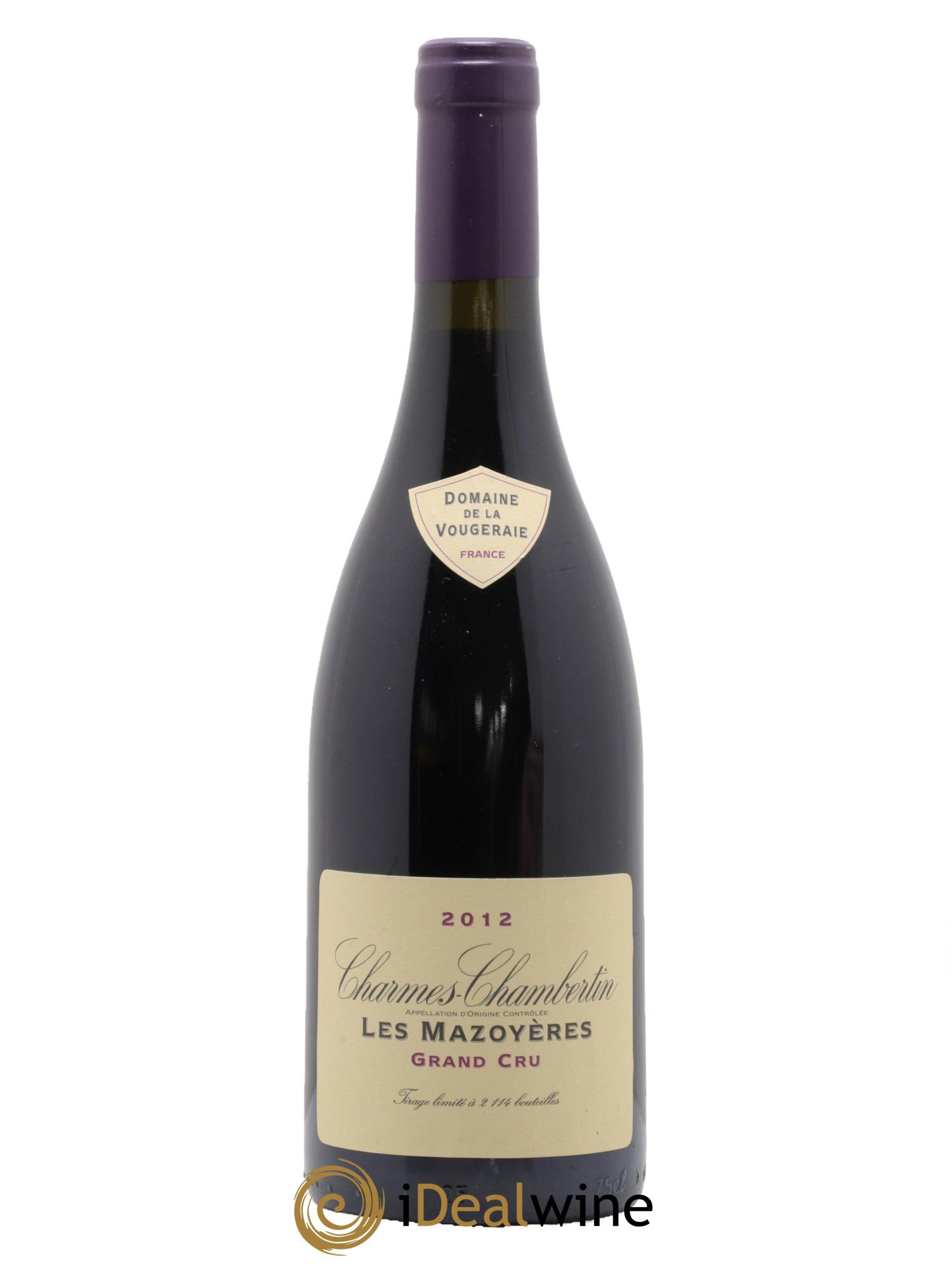 Charmes-Chambertin Grand Cru Les Mazoyères La Vougeraie 2012 - Lotto di 1 bottiglia - 0