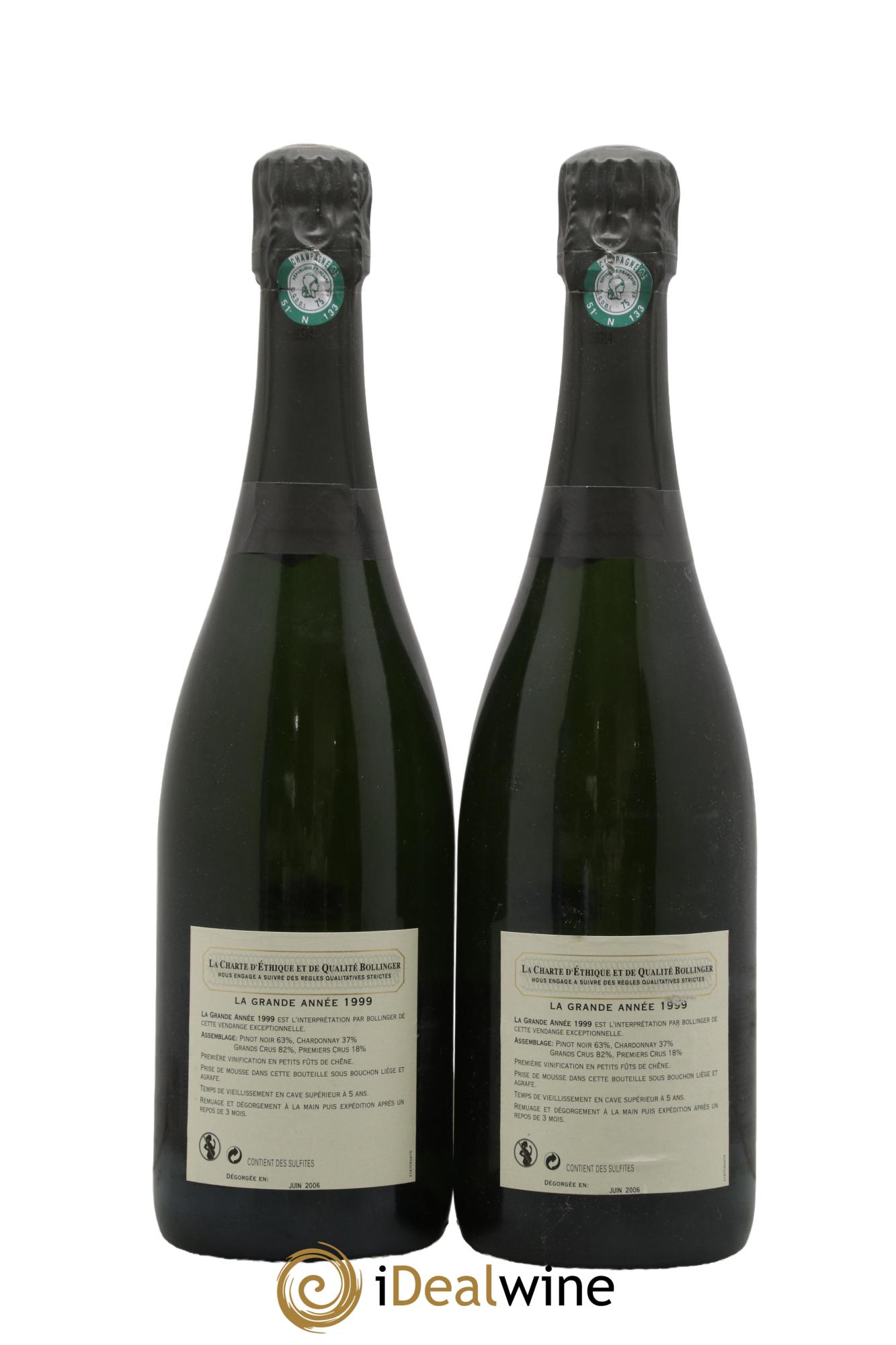 Grande Année Brut Bollinger  1999 - Lot of 2 bottles - 1