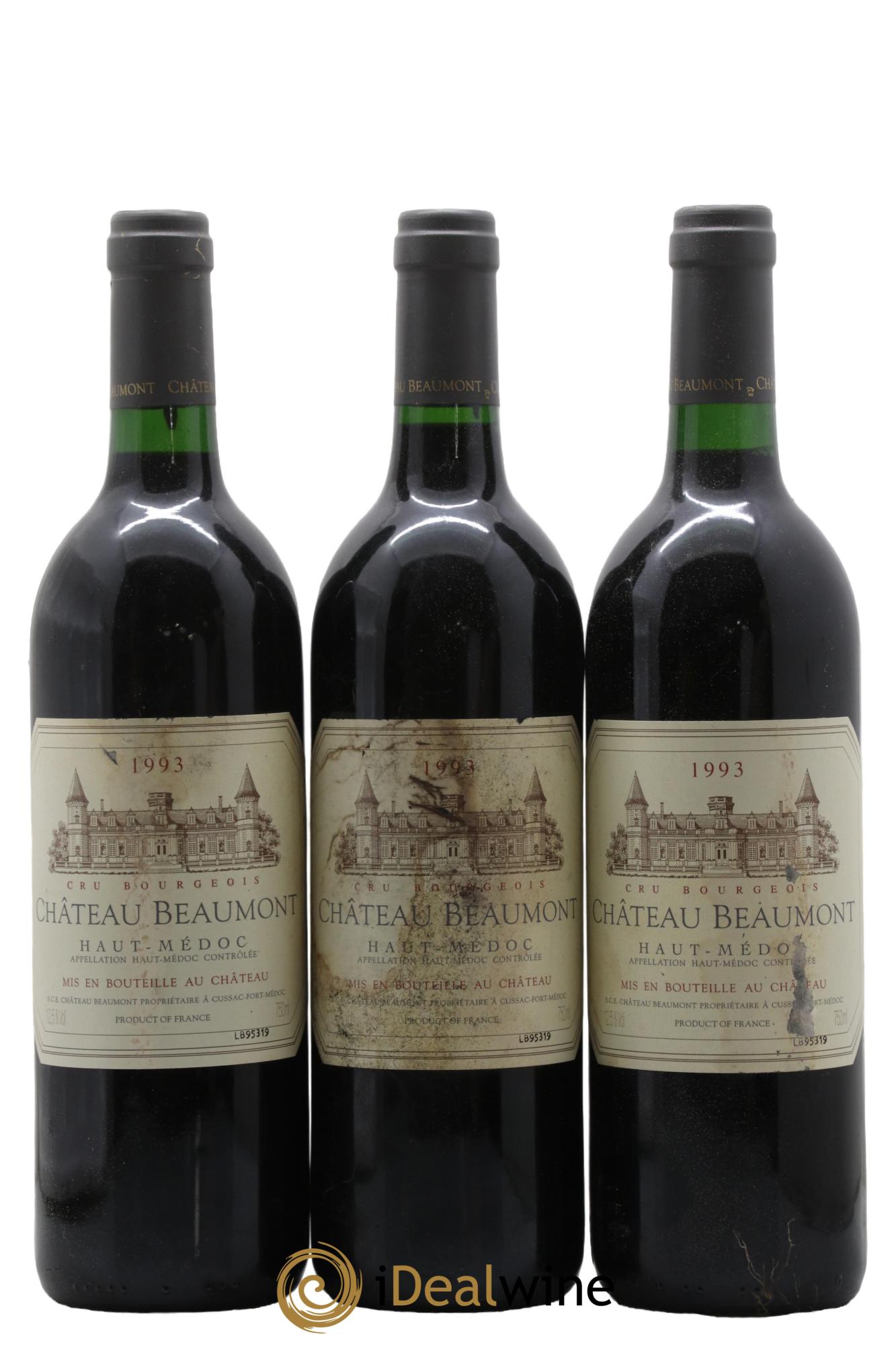 Château Beaumont Cru Bourgeois 1993 - Lotto di 3 bottiglie - 0
