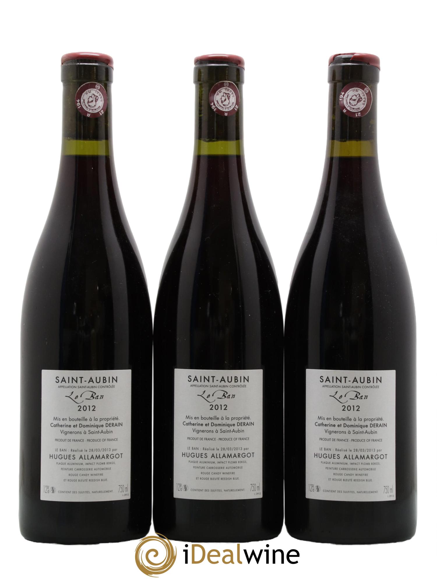 Saint-Aubin Le Ban Catherine et Dominique Derain 2012 - Lot de 3 bouteilles - 1