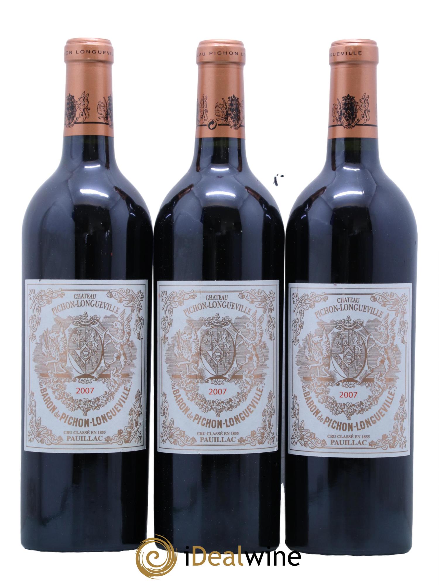 Pichon Longueville Baron 2ème Grand Cru Classé 2007 - Lot de 3 bouteilles - 0
