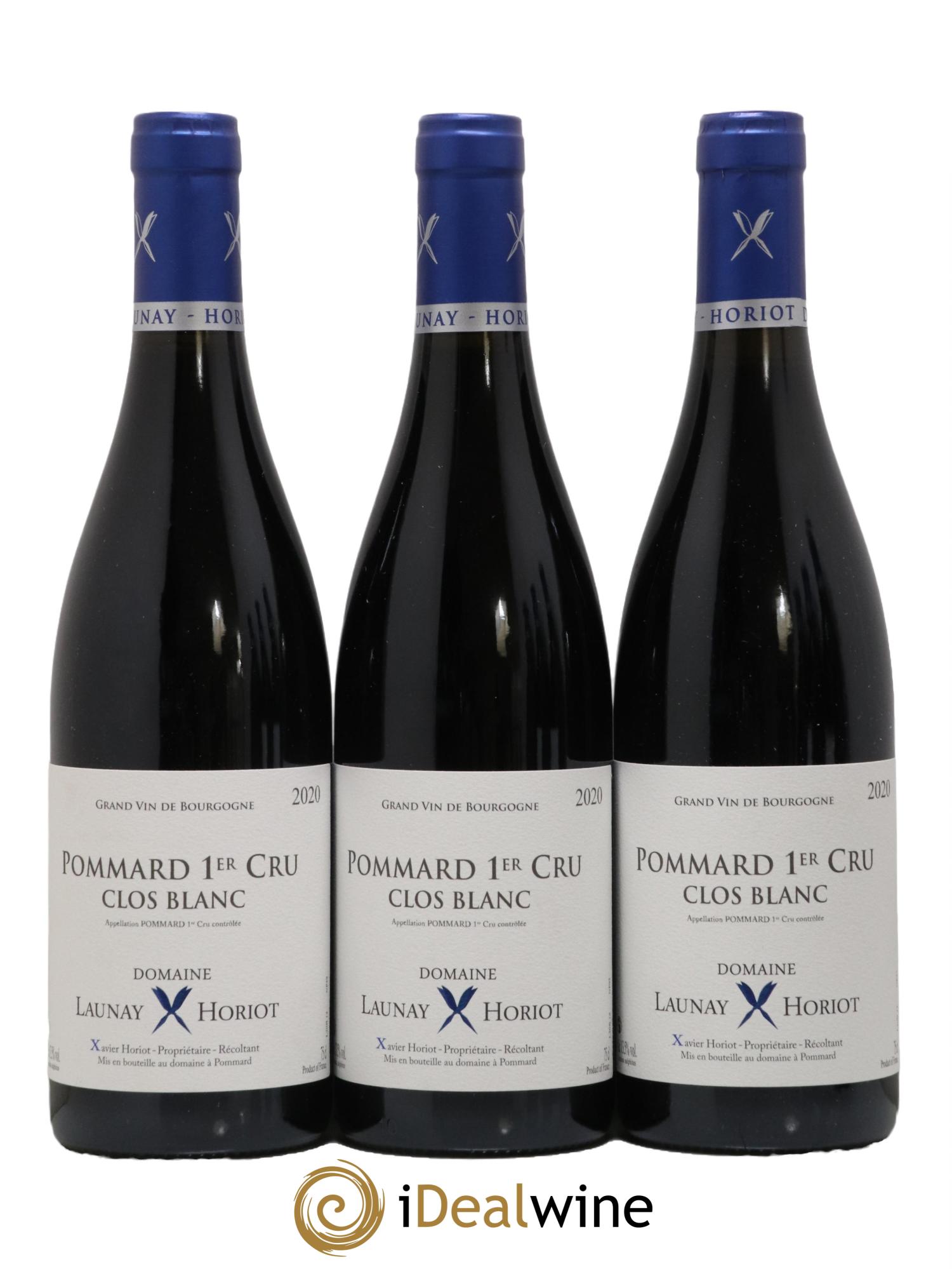 Pommard 1er Cru Clos Blanc Domaine Launay Horiot 2020 - Lot de 3 bouteilles - 0