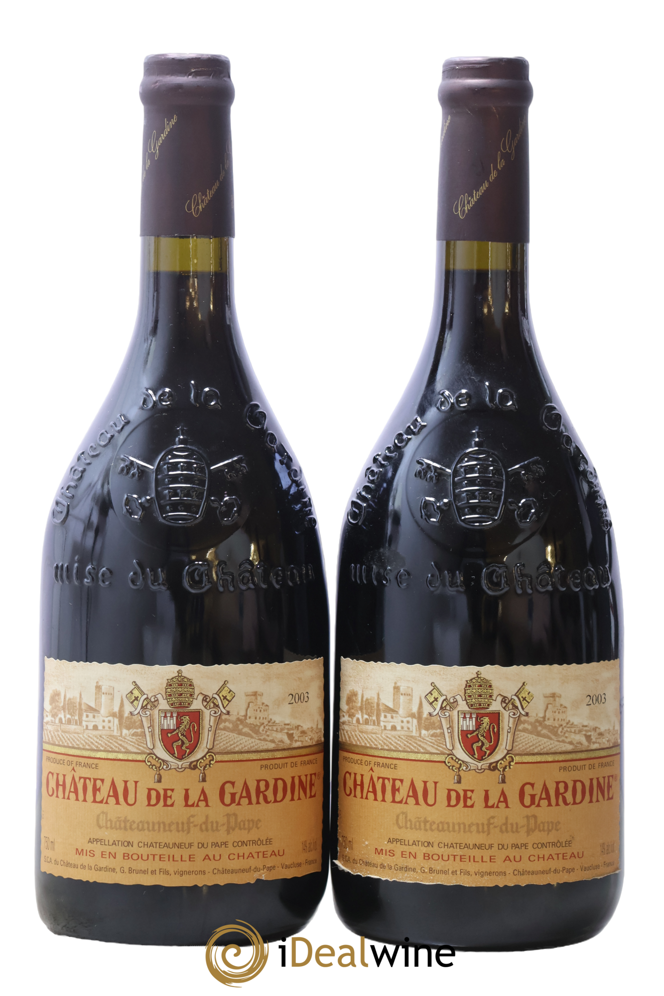 Châteauneuf-du-Pape Château de La Gardine Famille Brunel 2003 - Lot de 2 bouteilles - 0