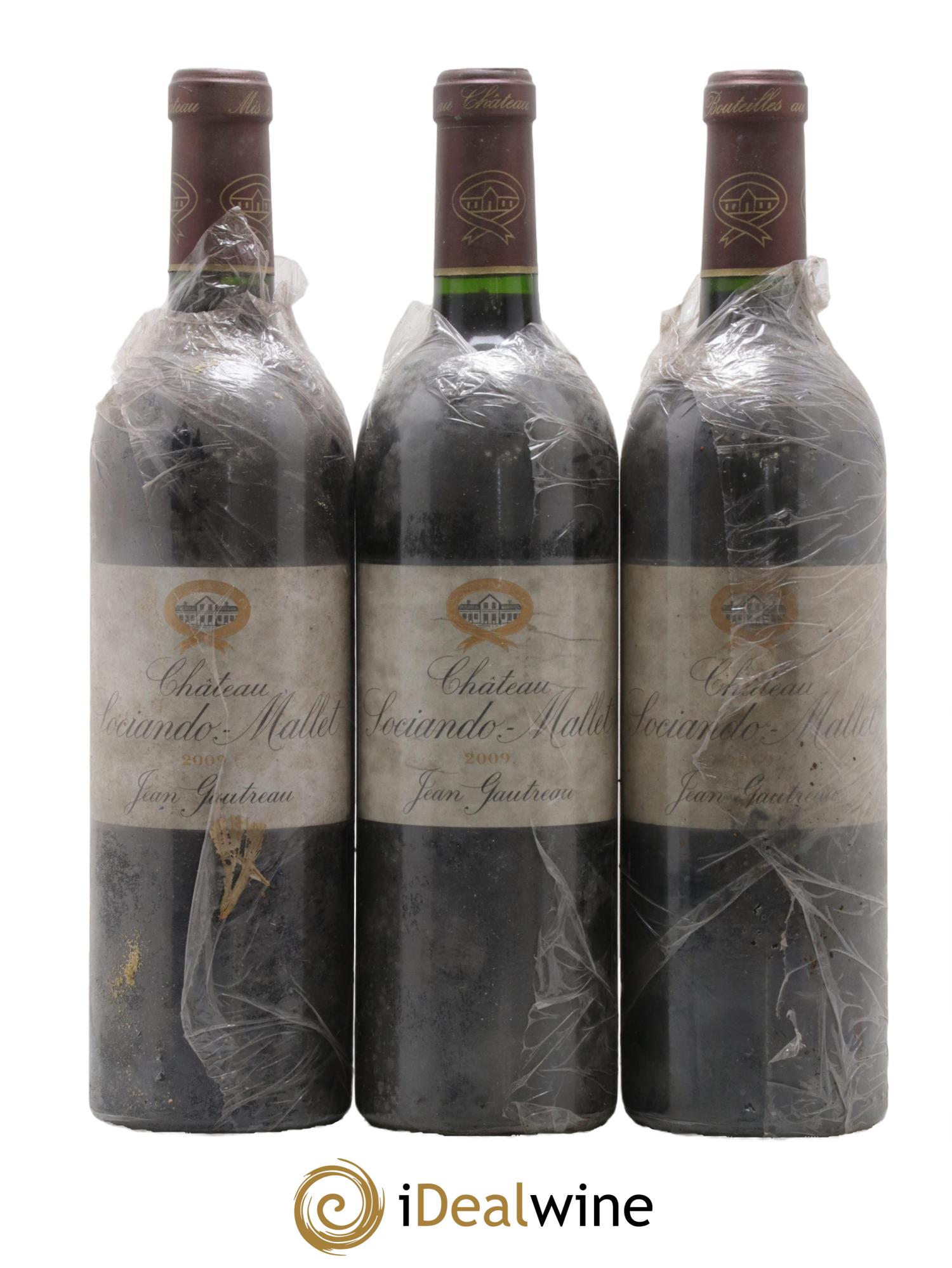 Château Sociando Mallet 2009 - Lotto di 3 bottiglie - 0