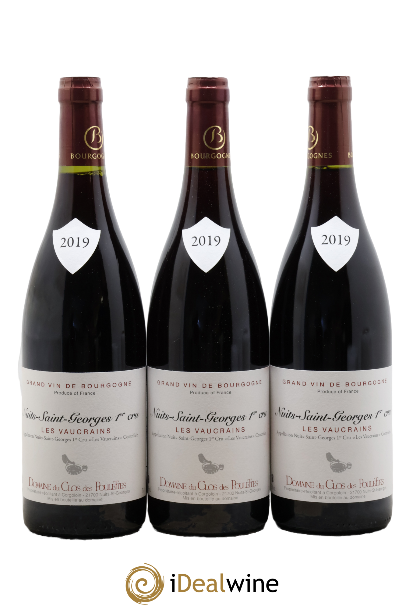 Nuits-Saint-Georges 1er Cru Les Vaucrains Domaine de la Poulette 2019 - Lot of 3 bottles - 0