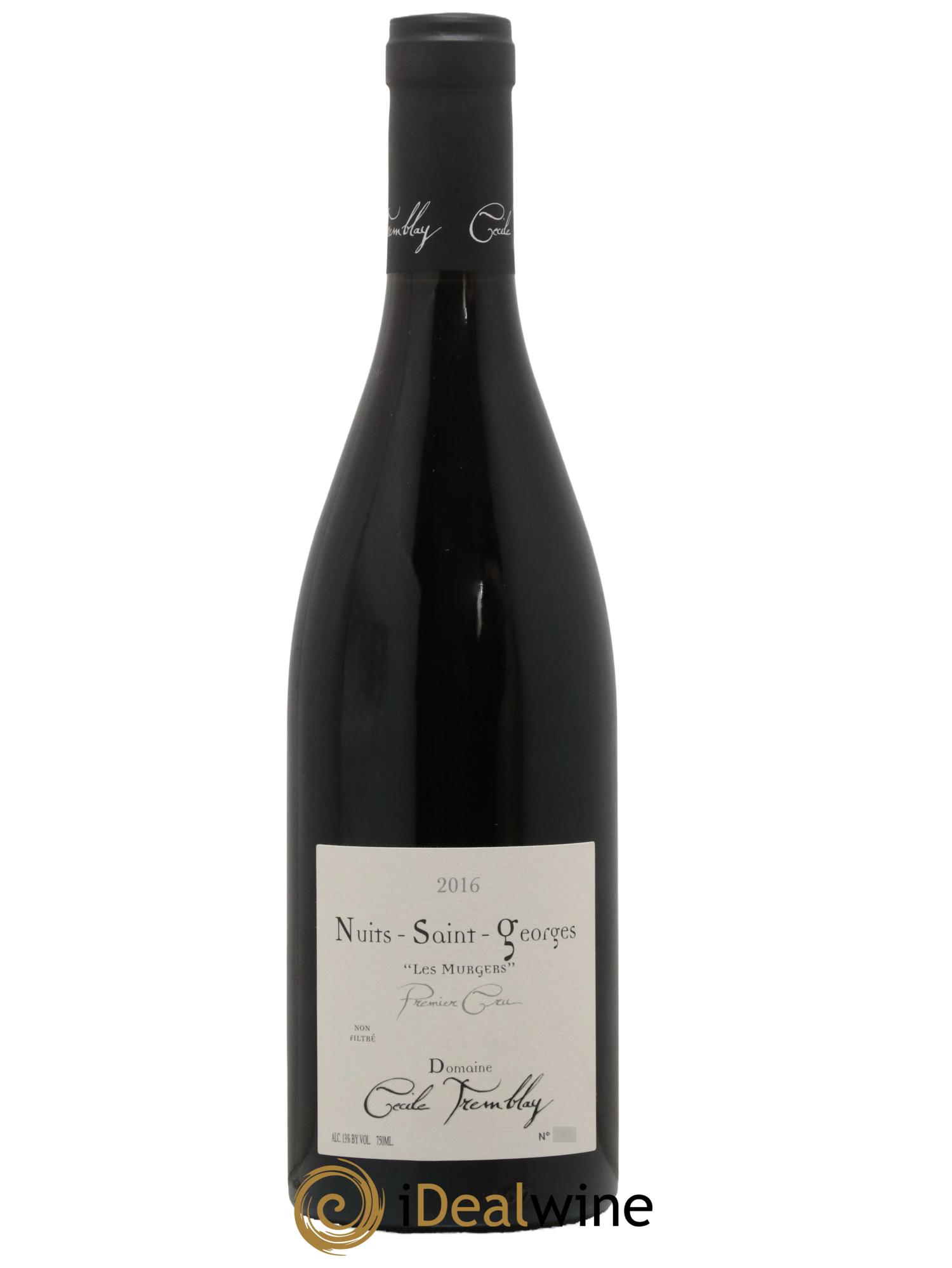 Nuits-Saint-Georges 1er Cru Les Murgers Cécile Tremblay 2016 - Lot de 1 bouteille - 0