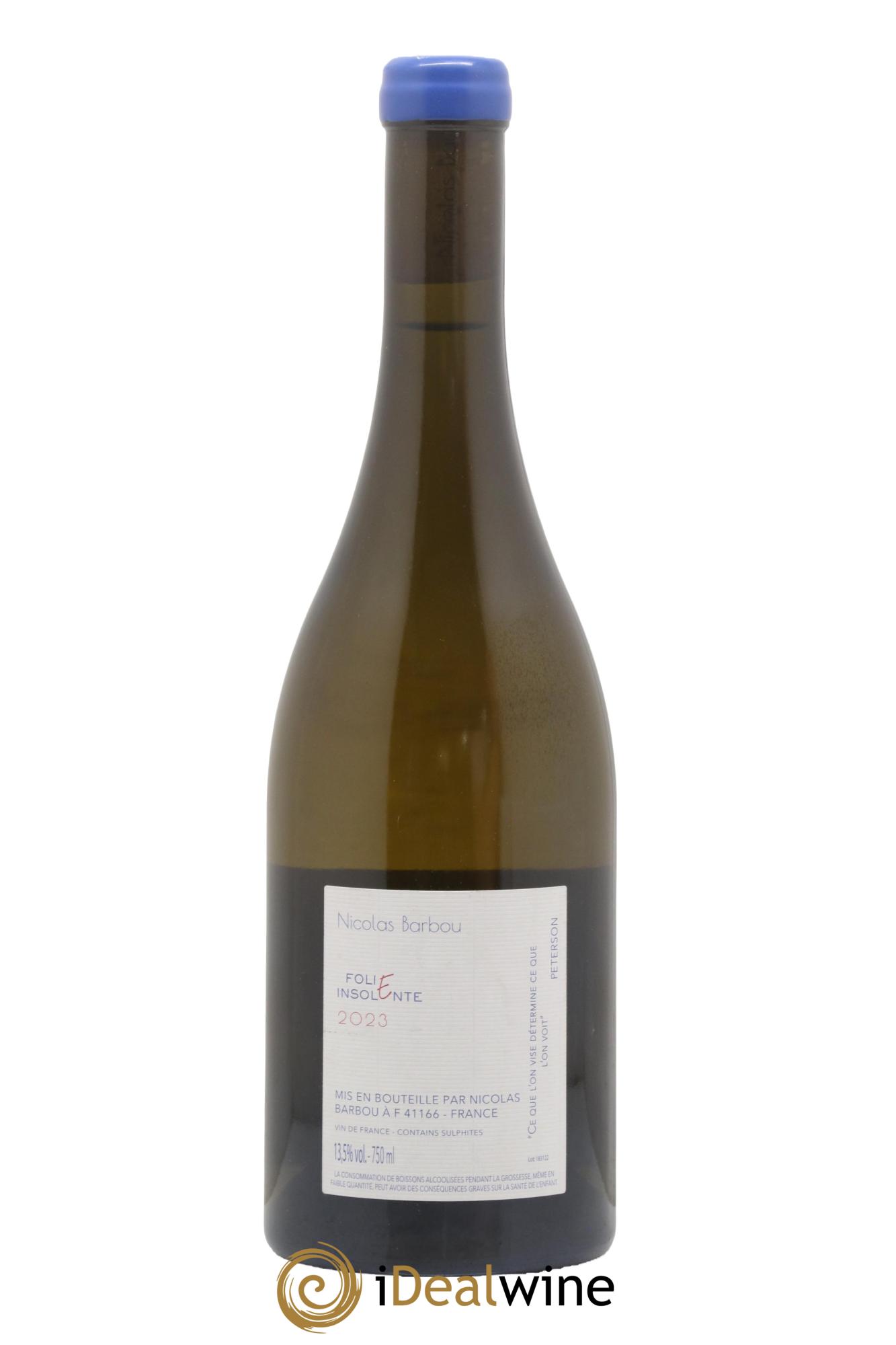 Touraine-Oisly Folie Insolente Nicolas Barbou 2023 - Lot de 1 bouteille - 1