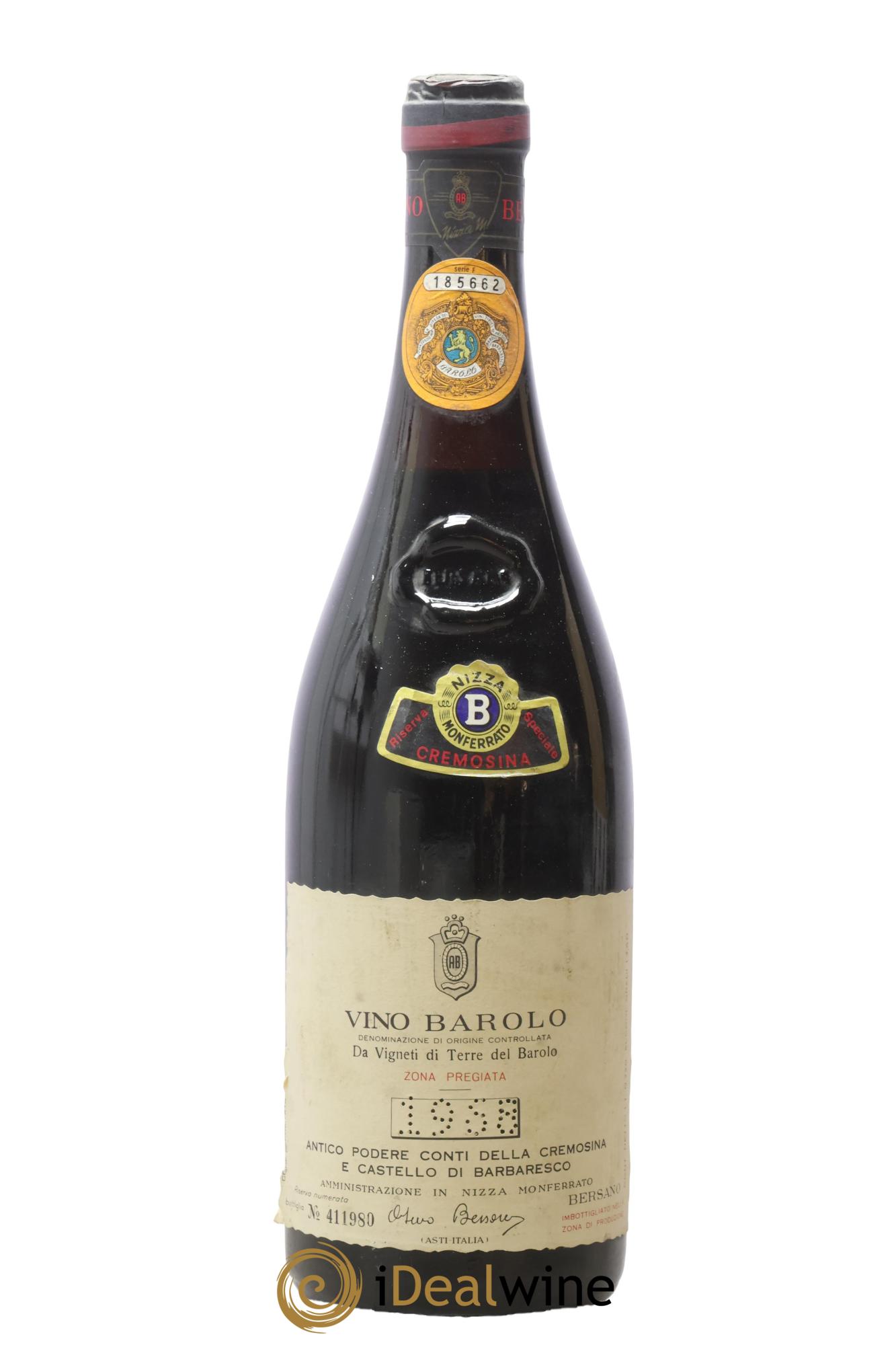 Barolo DOCG Riserva speciale Cremosina Bersano 1968 - Lot de 1 bouteille - 0